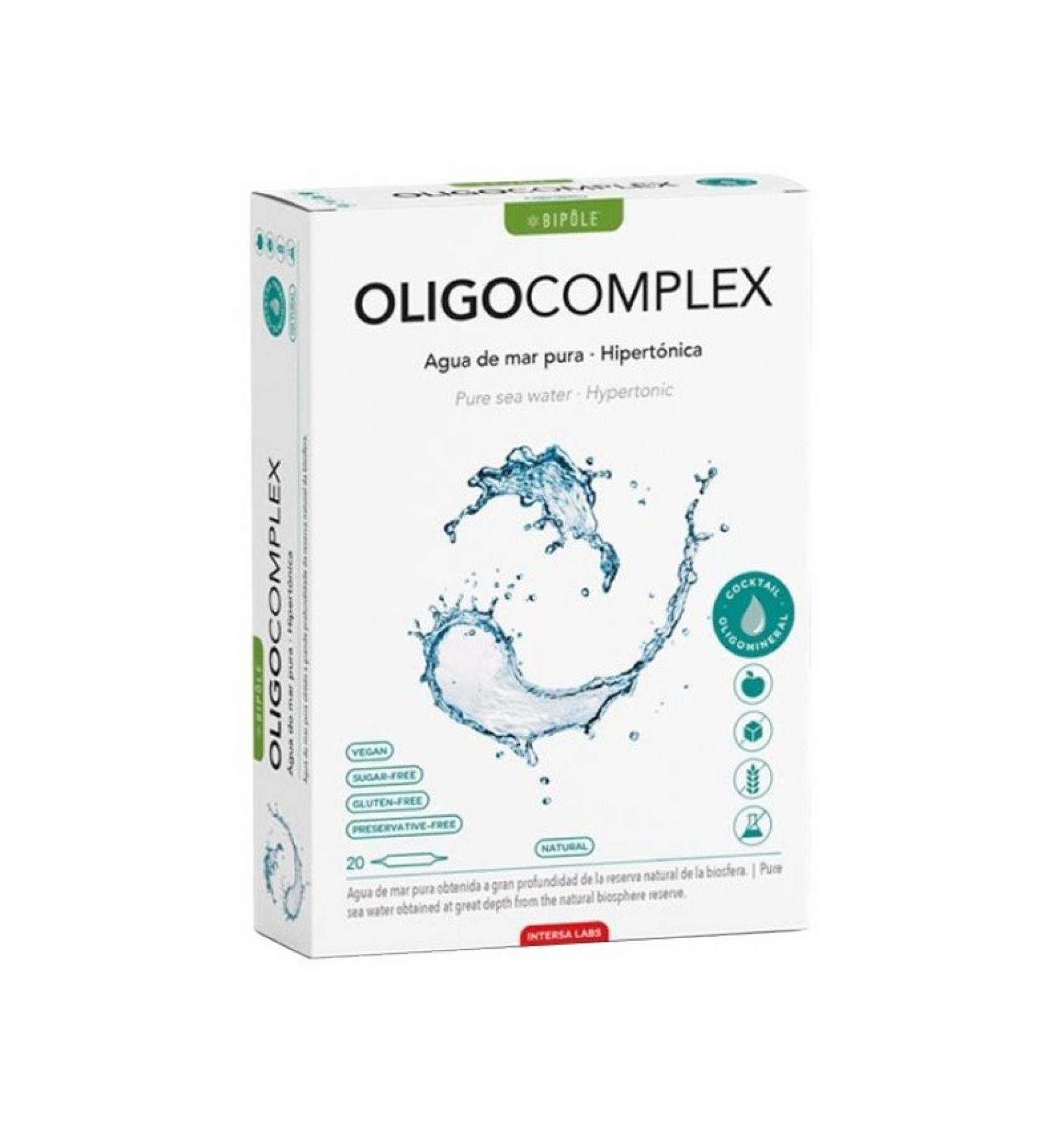 OLIGOCOMPLEX Apa de mare pura - Hipertonica, 20 fiole, 200ml