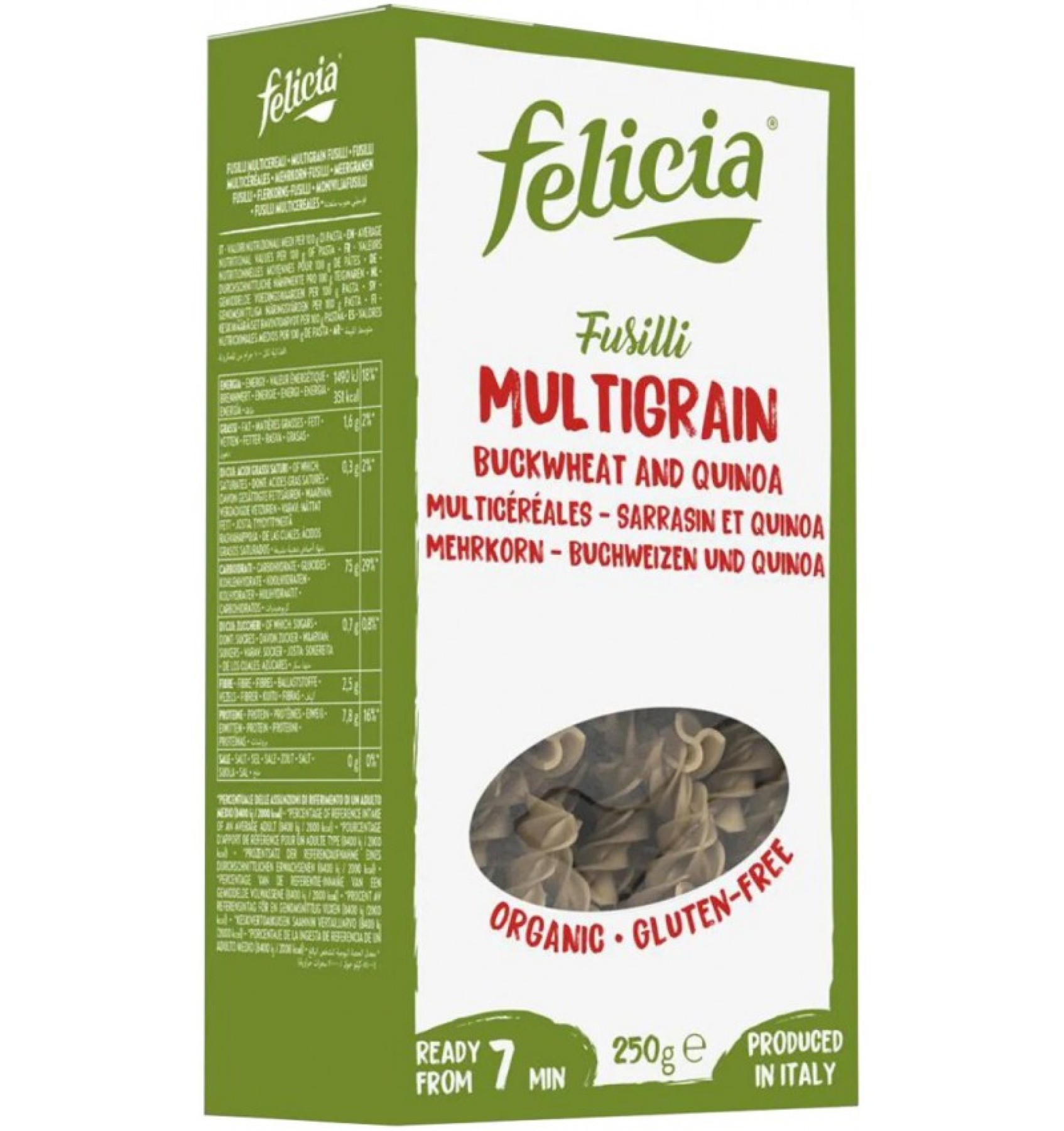 ECO/BIO Fusilli multicereale din hrisca si quinoa 250g