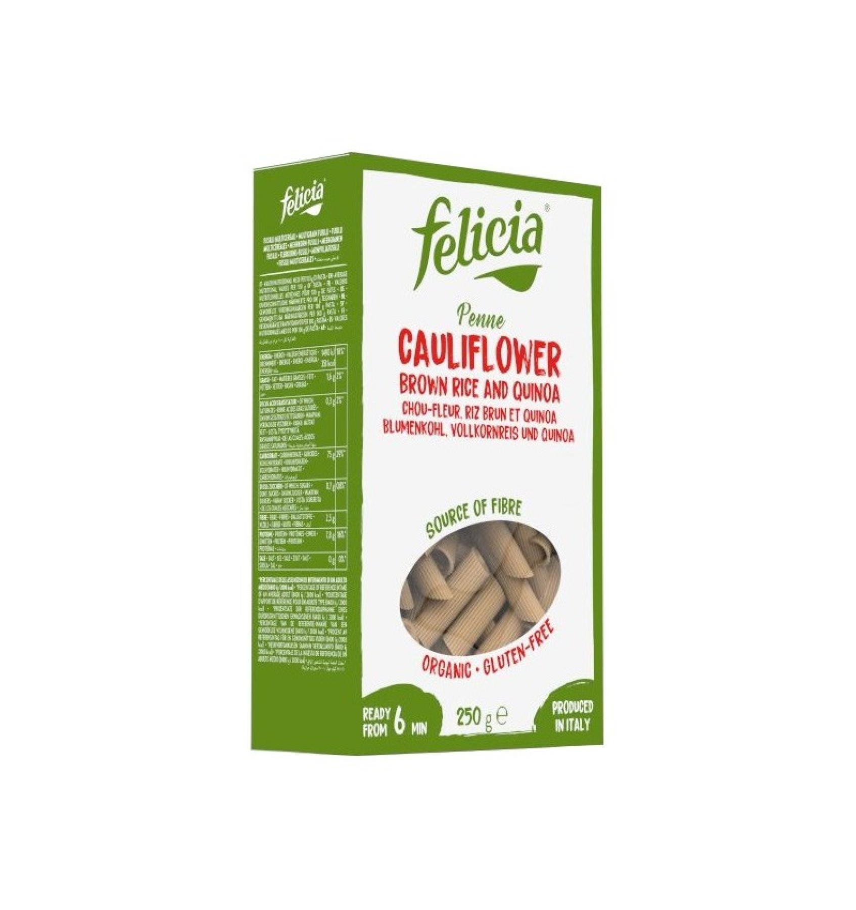 ECO/BIO Pene din conopida, orez brun si quinoa, 250gr