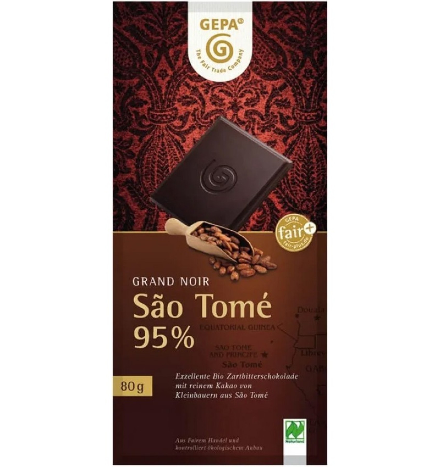 Ciocolata amaruie Bio cu 95% cacao São Tomé, 80 gr Gepa
