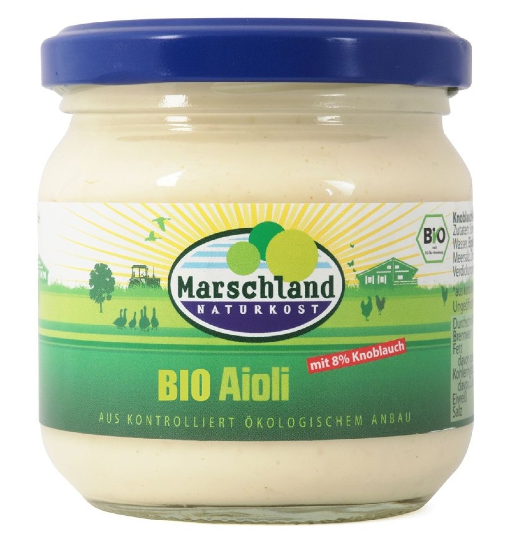 Sos bio Aioli cu 8% usturoi, 180 g/190 ml