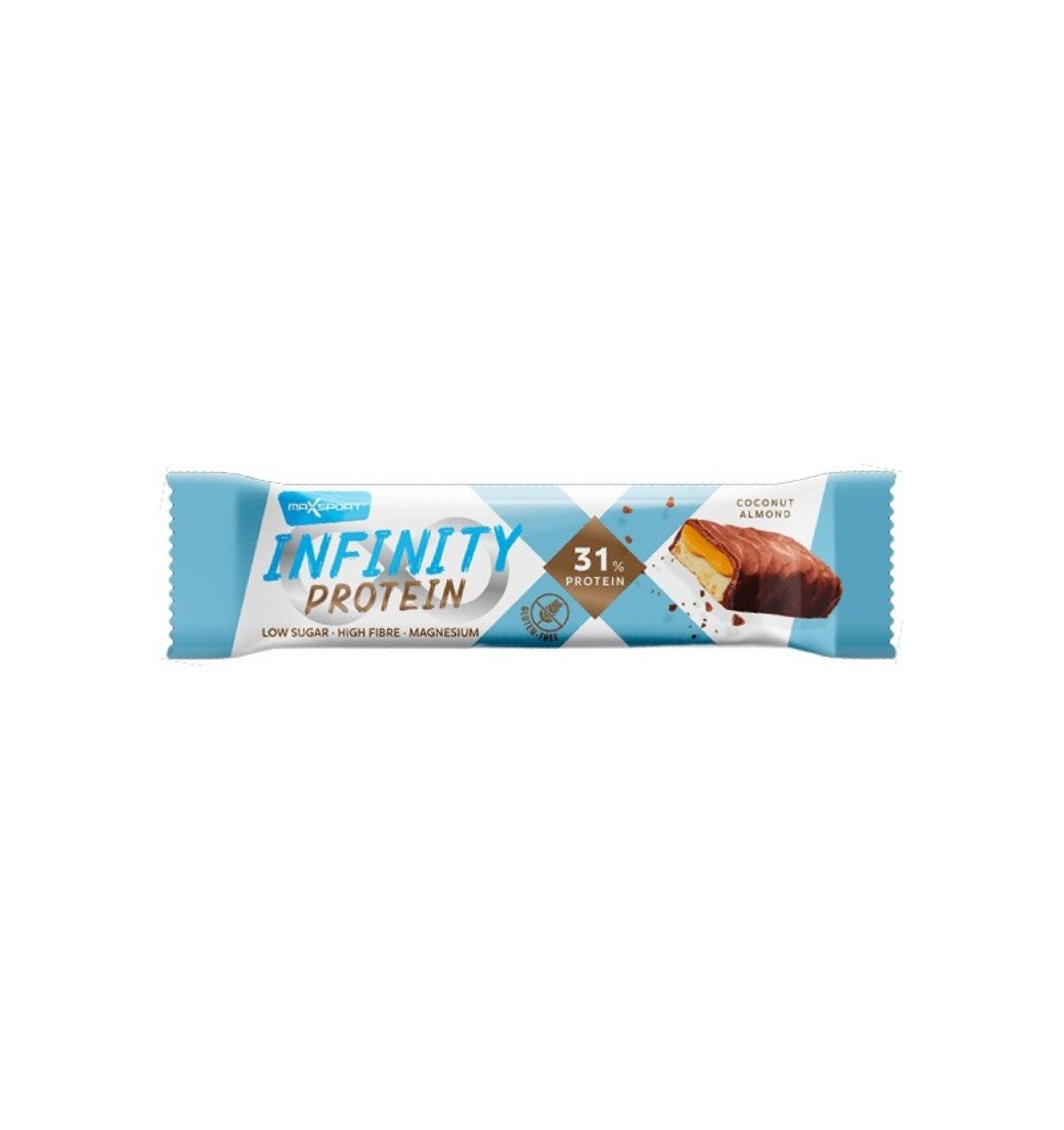 BATON PROTEIC INFINITY PROTEIN CU NUCA DE COCOS SI MIGDALE, 55G MAX SPORT