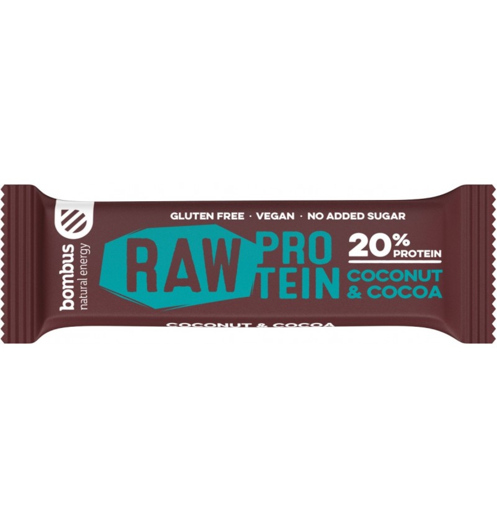 BATON PROTEIC CU NUCA DE COCOS SI CACAO, 20% PROTEINE, 50G BOMBUS