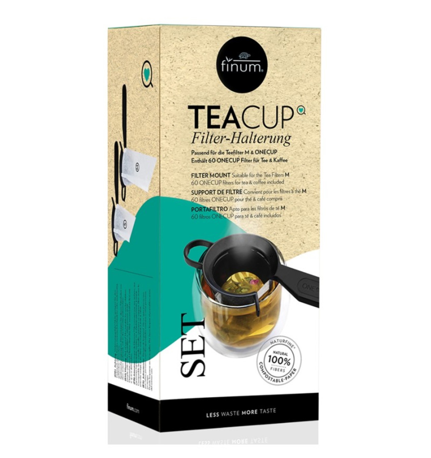 Teacup set, 60 de filtre naturfine pentru ceai + suport de prindere