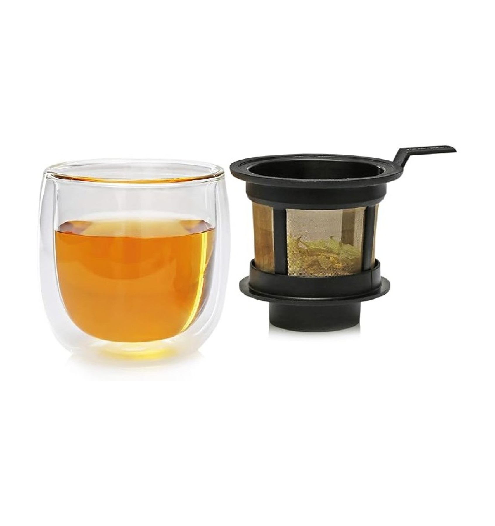Hot Glass System, pahar cu pereti dubli pentru ceai, cu filtru integrat, 130ml