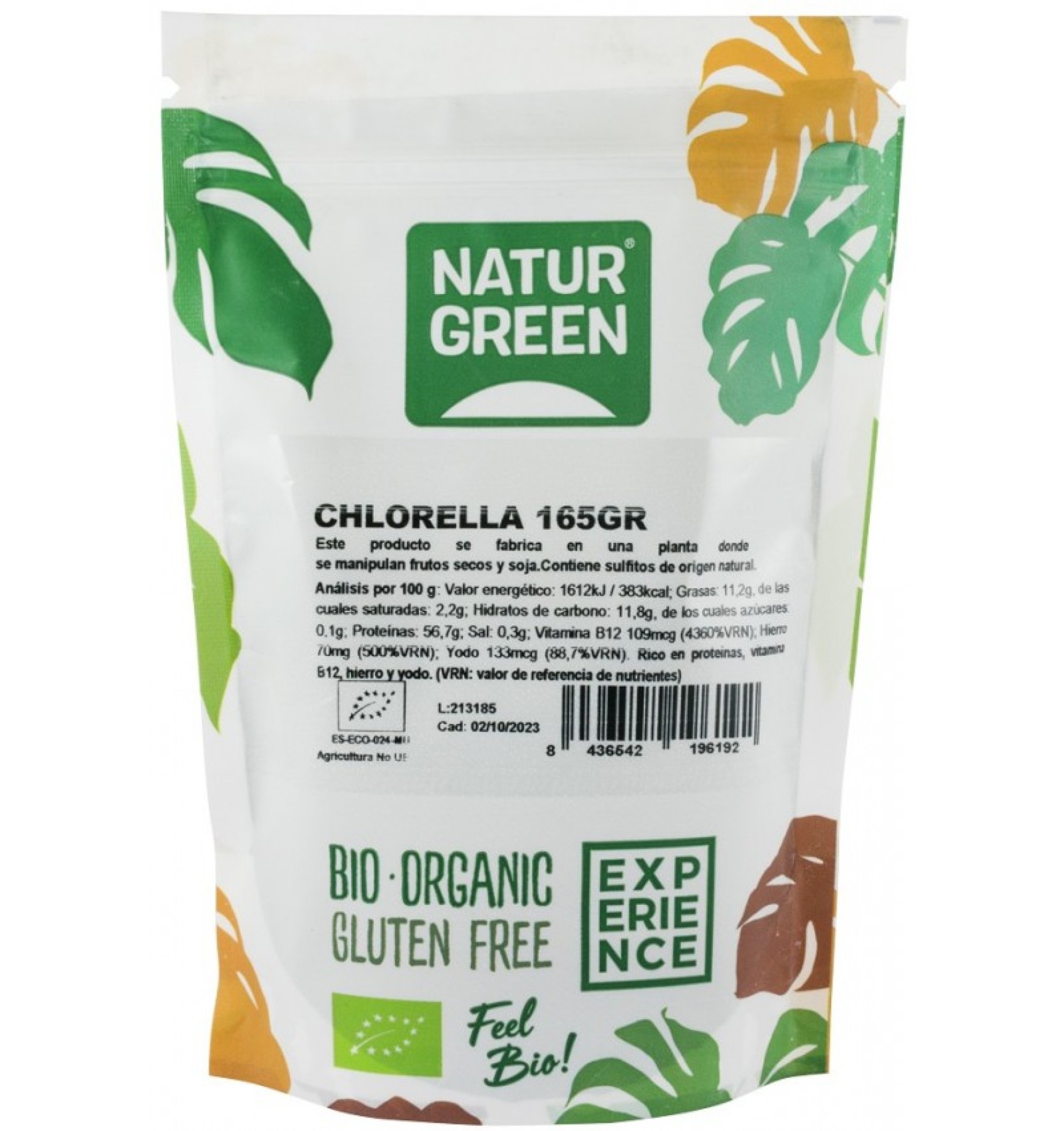 Pudra bio de Chlorella, 165 g Natur Green
