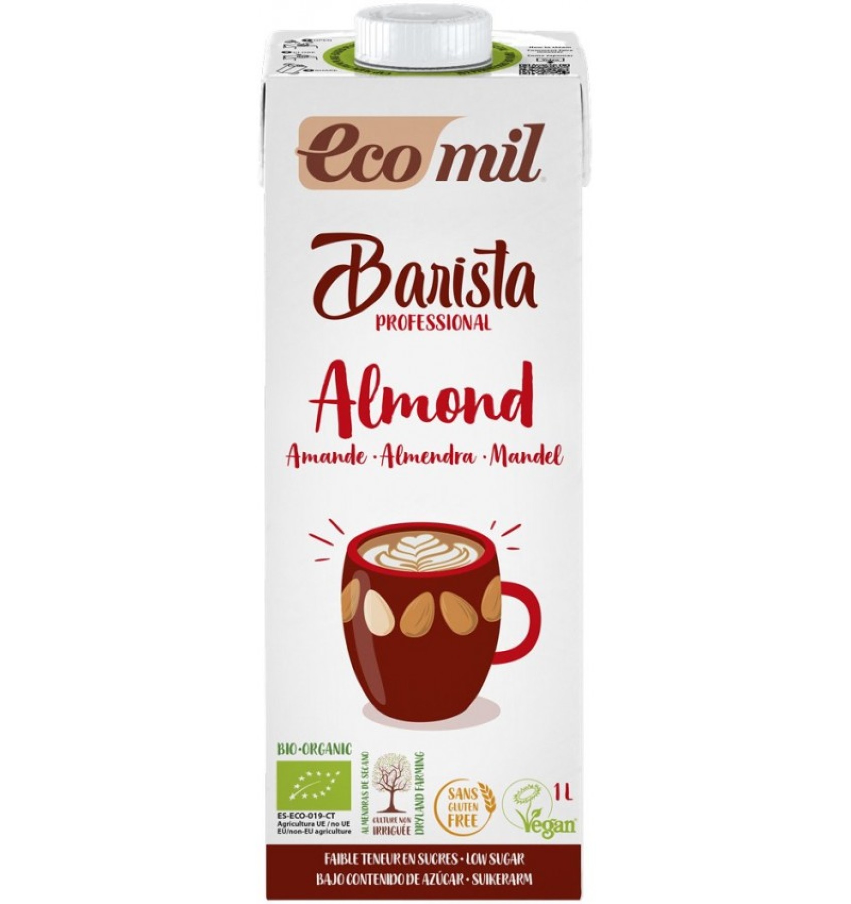 Barista, bautura vegetala bio de migdale pentru cafea, 1L Ecomil
