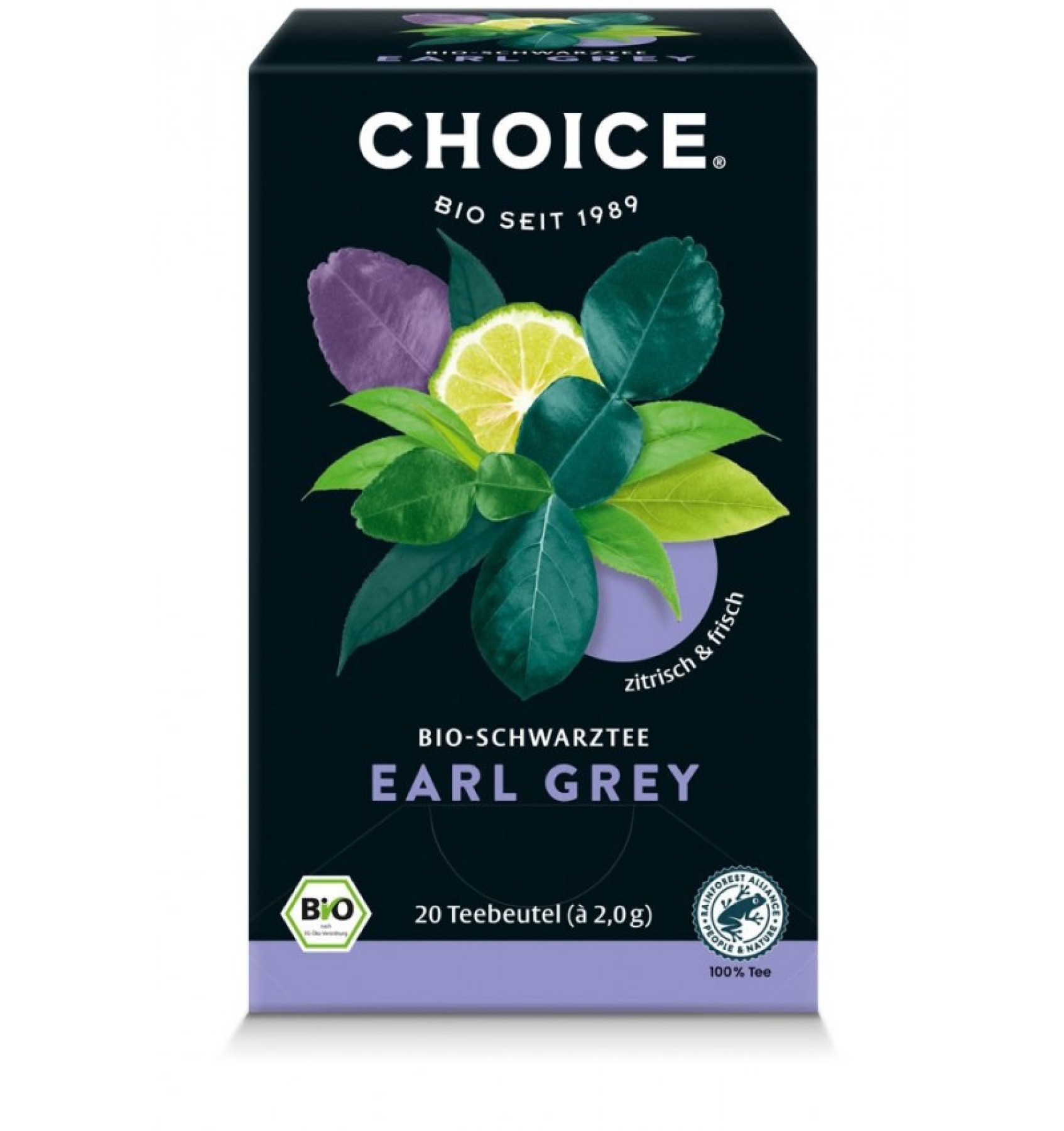 Ceai negru bio Earl Grey, 20 pliculete a 2,0 g / 40,0 g Choice®
