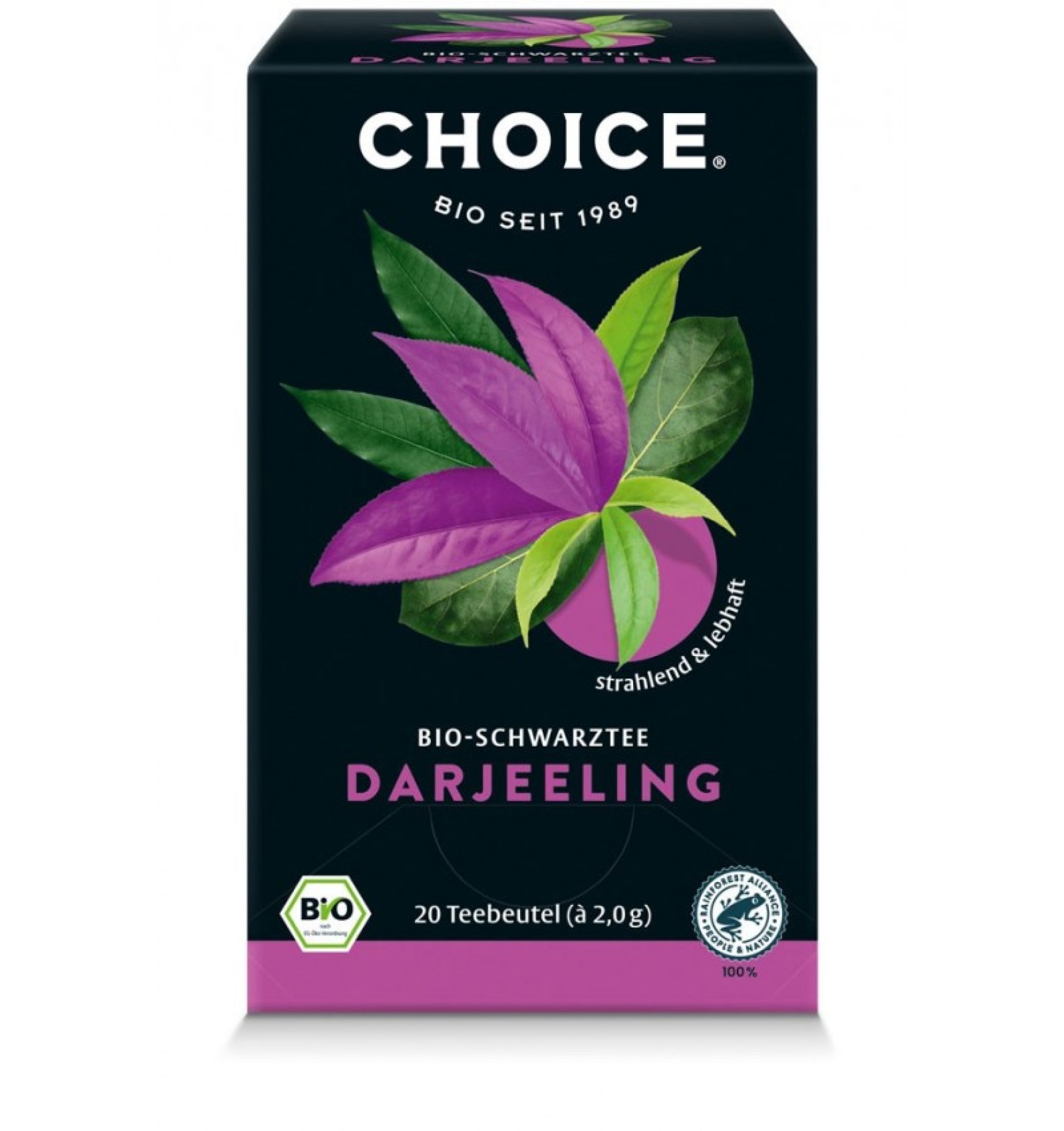 Ceai negru bio Darjeeling, 20 pliculete a 2 g / 40,0 g Choice®