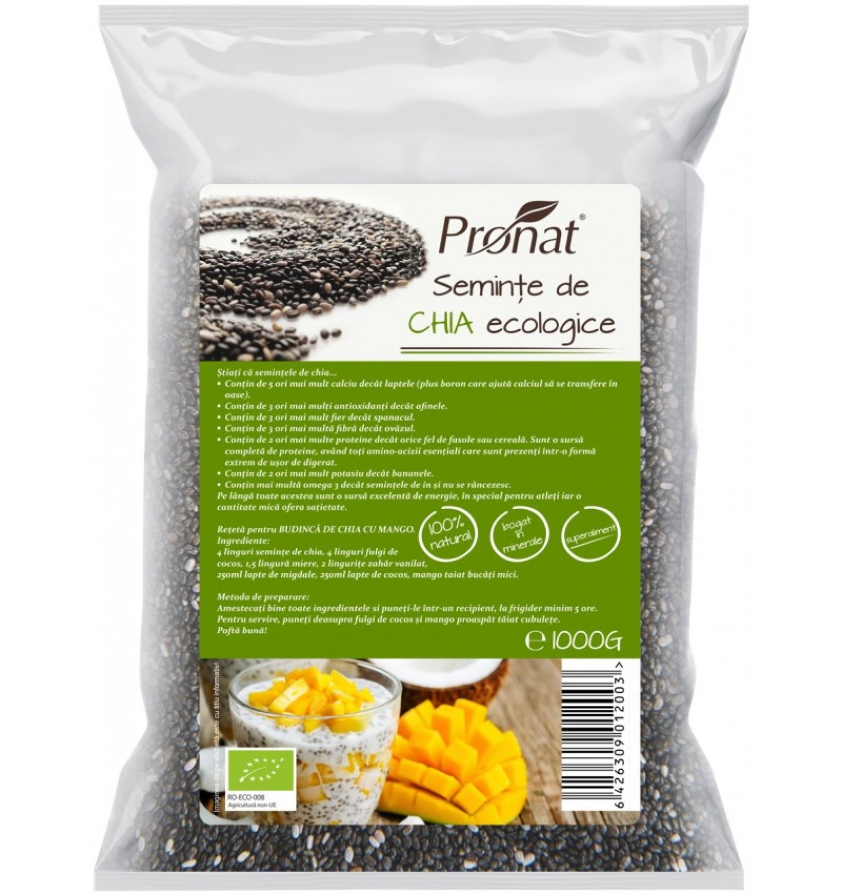 Seminte de Chia bio, 1000 g