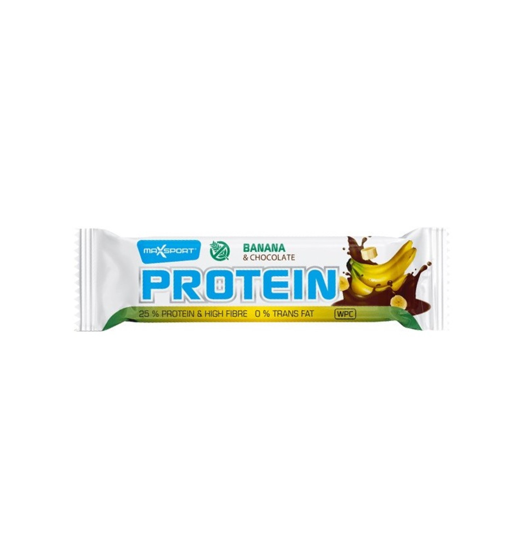 Baton proteic cu banane si ciocolata, 50 g MaxSport