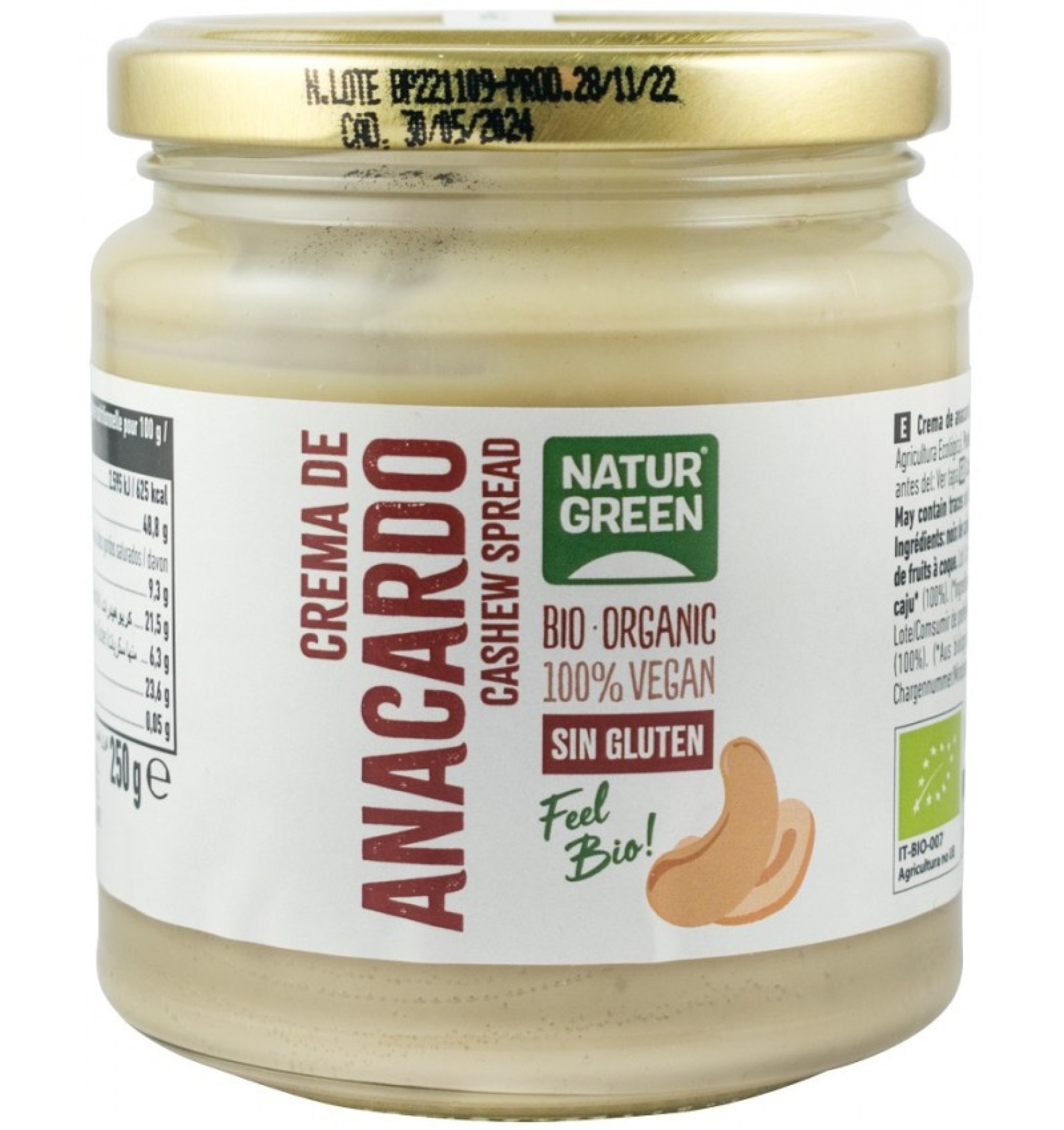 ECO/BIO Crema de caju, 250gr