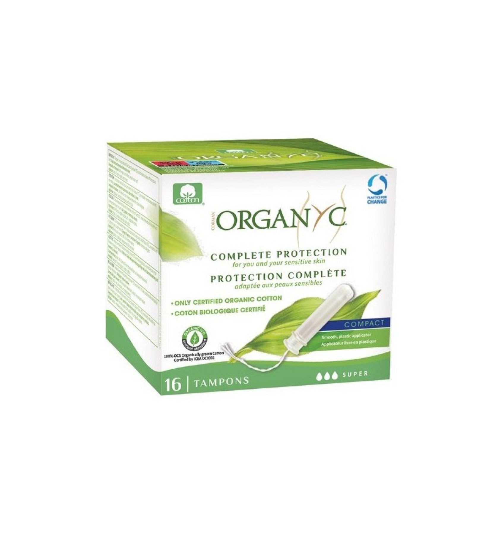 Organyc Bio Tampoane Super compact din bumbac organic, 16 buc