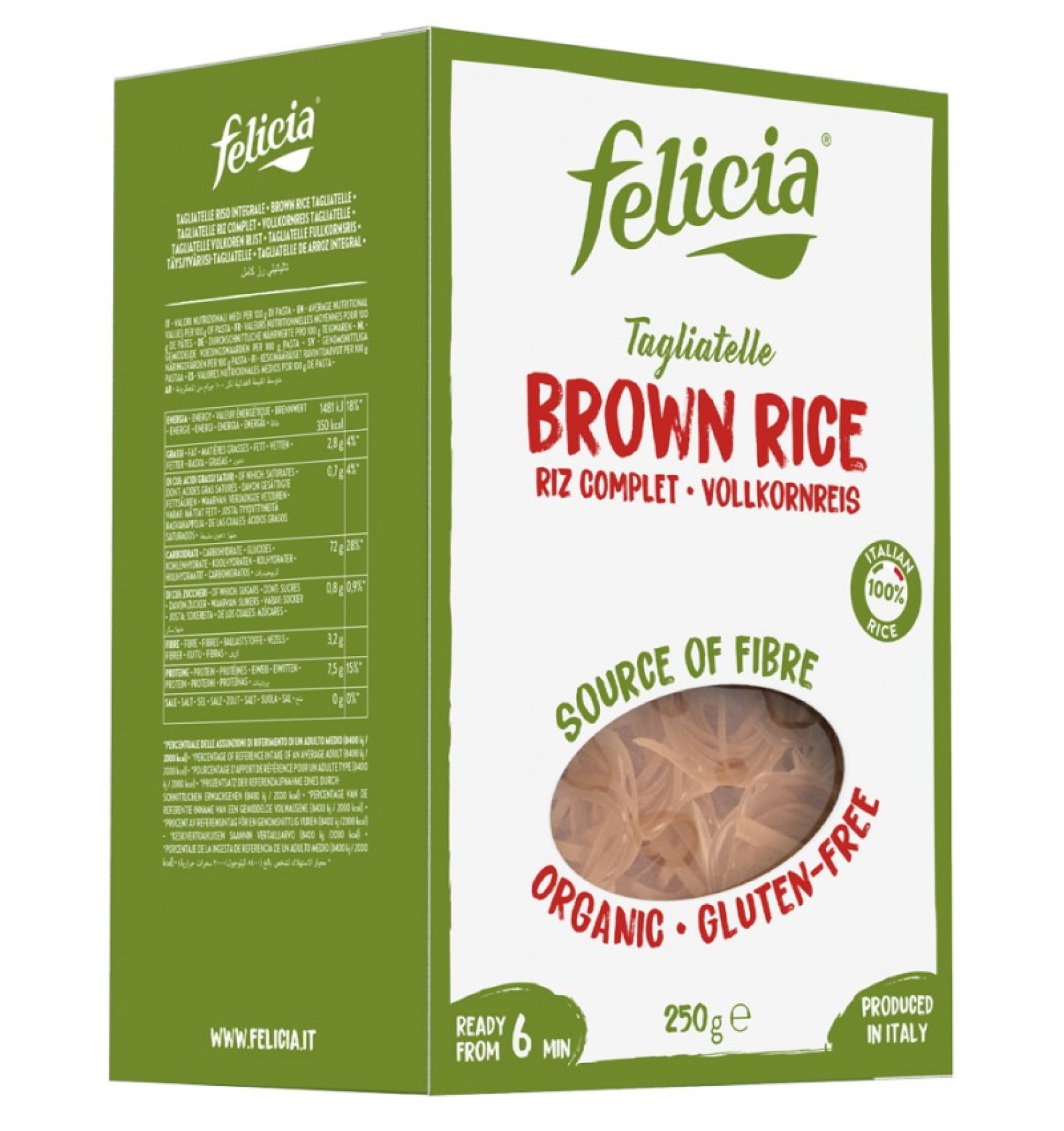 TAGLIATELLE BIO DIN FAINA DE OREZ INTEGRAL, 250G FELICIA