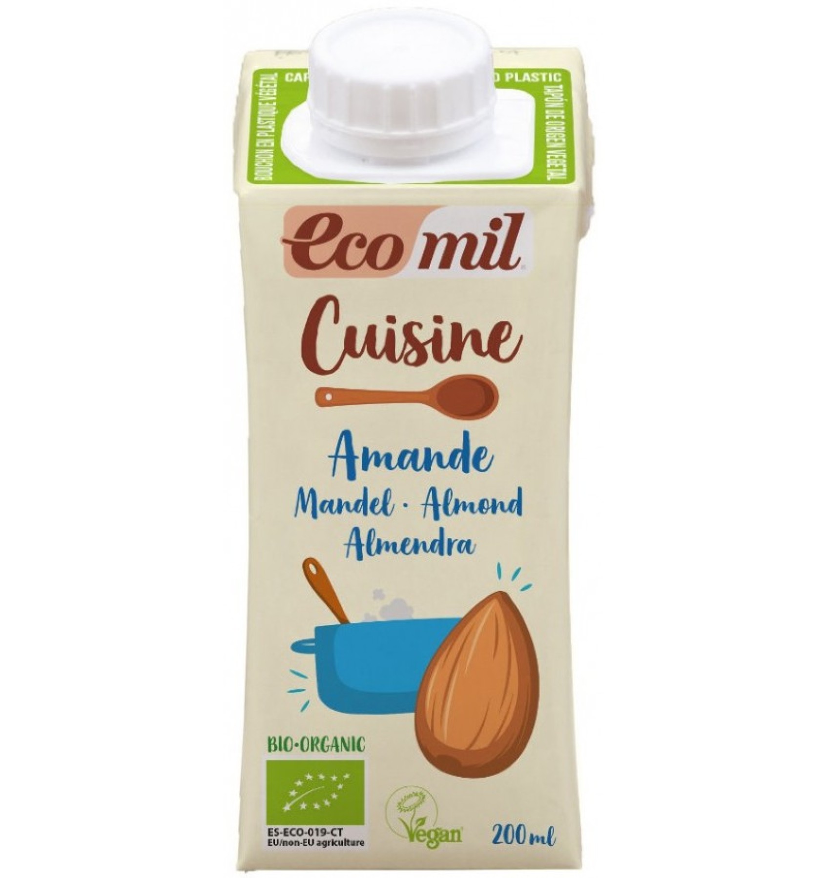 Crema vegetala bio din migdale, pentru gatit, 200 ml ECOMIL CUISINE