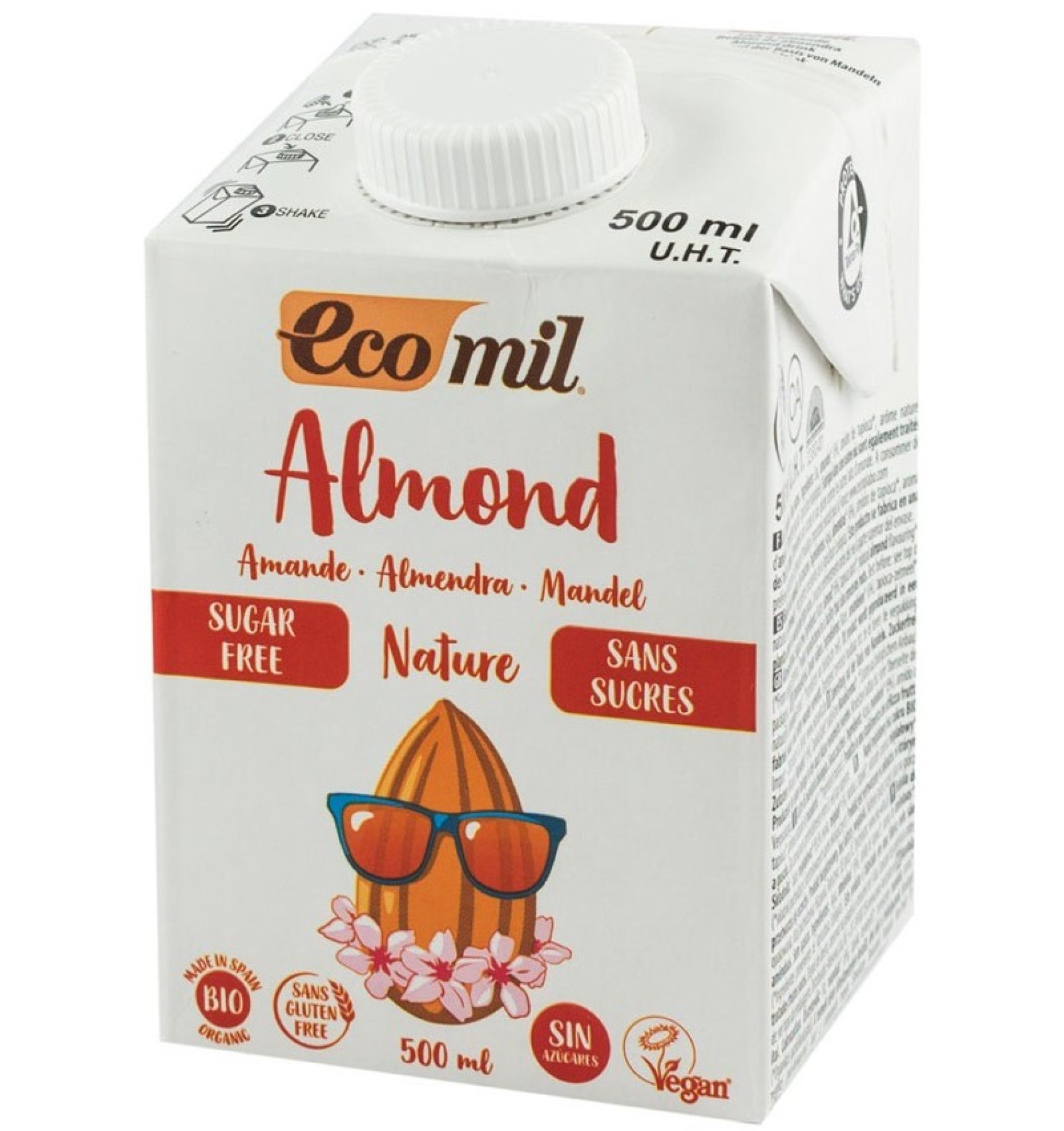 Bautura bio, natur de migdale, fara zahar, 500 ml Ecomil