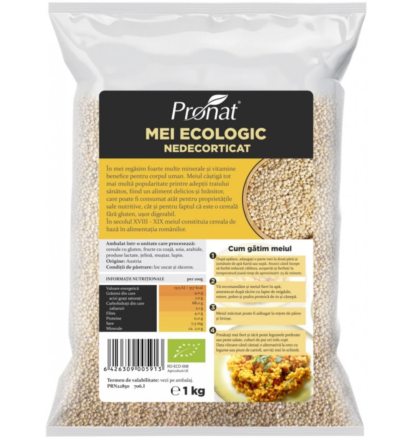 Mei BIO nedecorticat, 1000 g