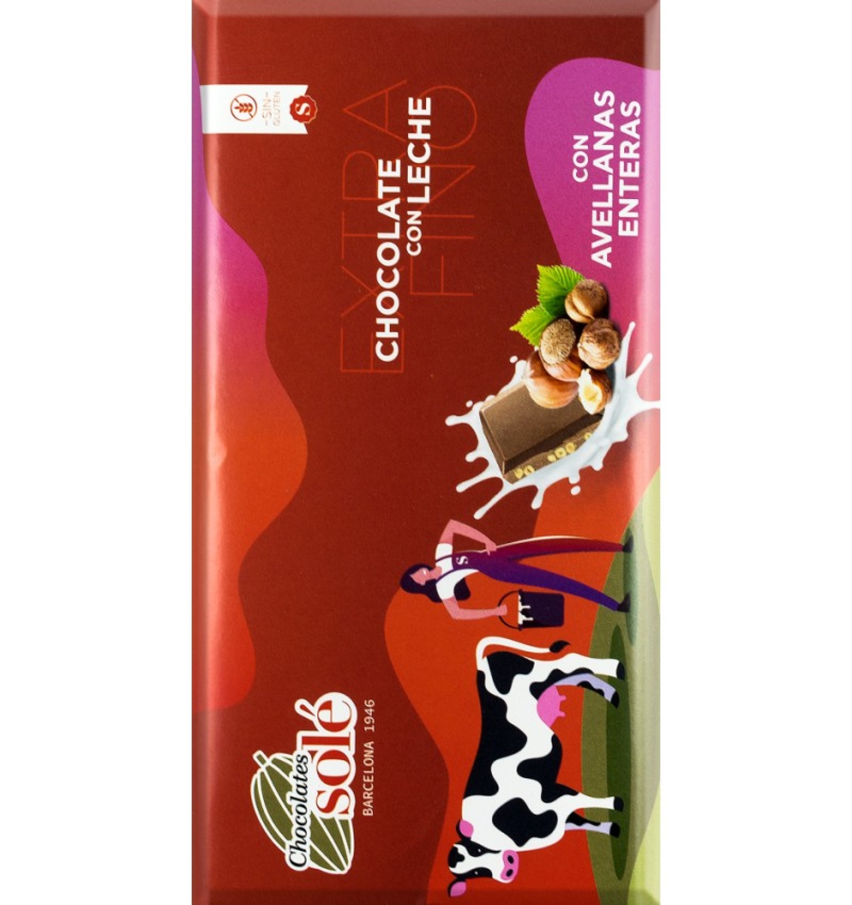 Ciocolata cu lapte si alune de padure, 30% cacao, 150g Chocolates Sole