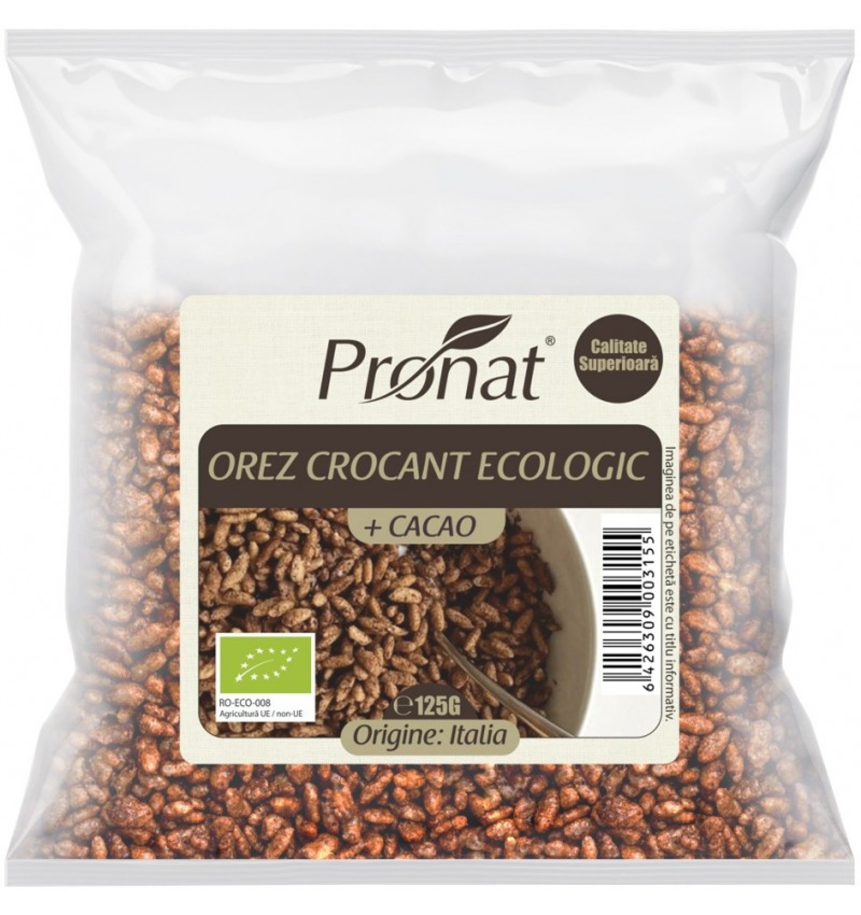 Orez expandat crocant cu cacao, bio 125 g