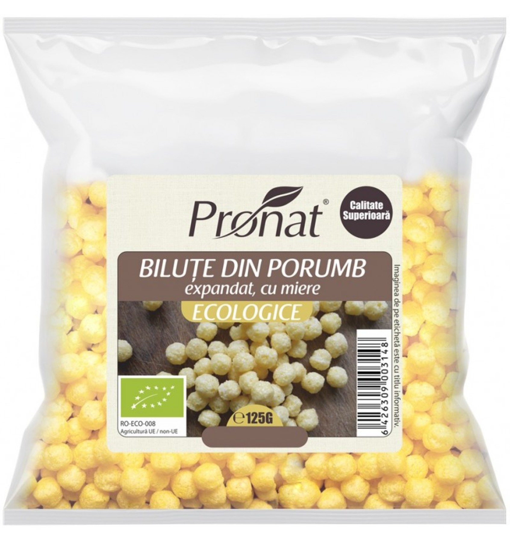 Bilute BIO din porumb expandat cu miere, 125g