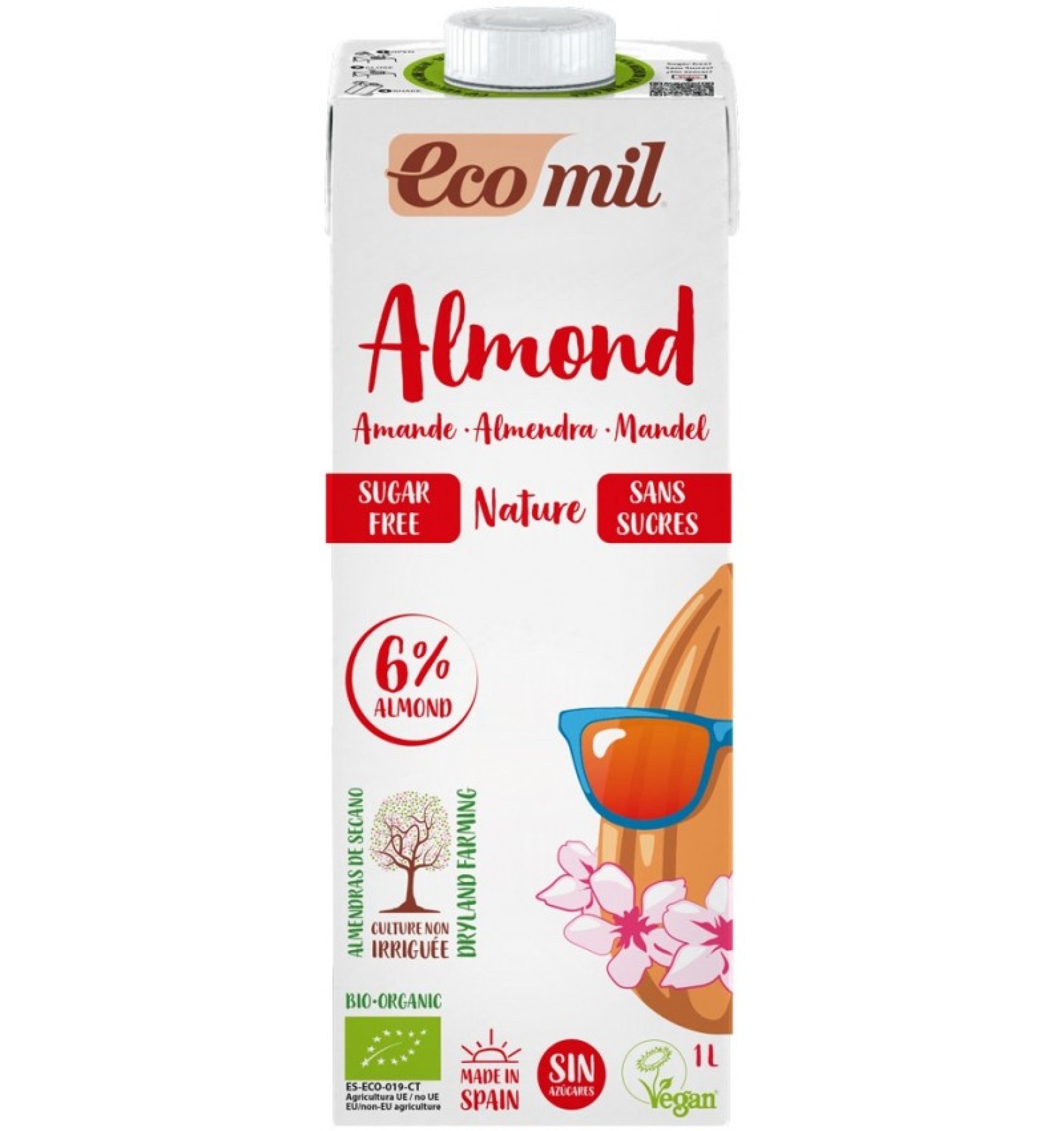 Bautura Bio natur de migdale, fara zahar, 1 l Ecomil