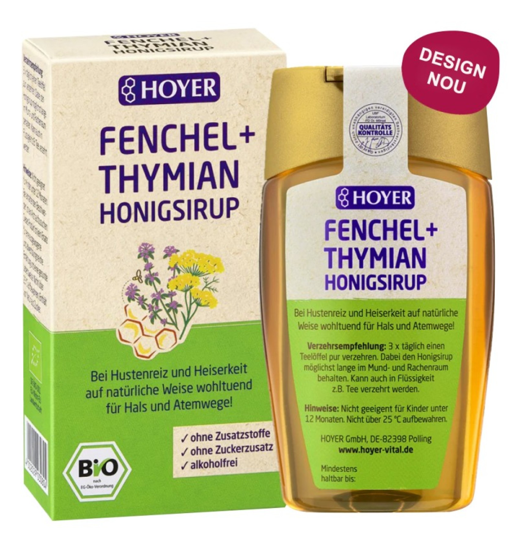 Sirop de tuse cu miere cu fenicul si cimbru 250g Hoyer