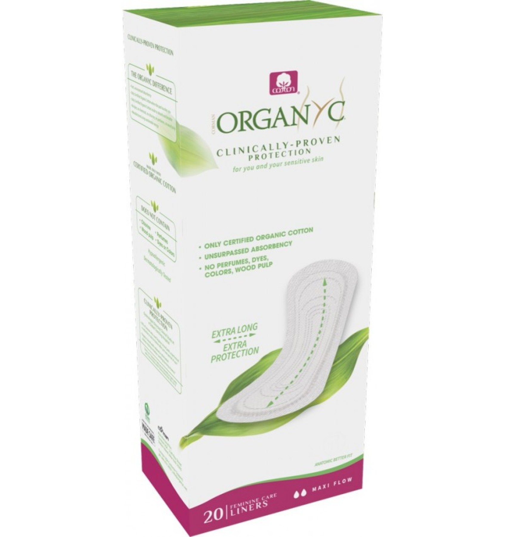 Absorbante zilnice MAXI din bumbac organic 20 buc. Organyc