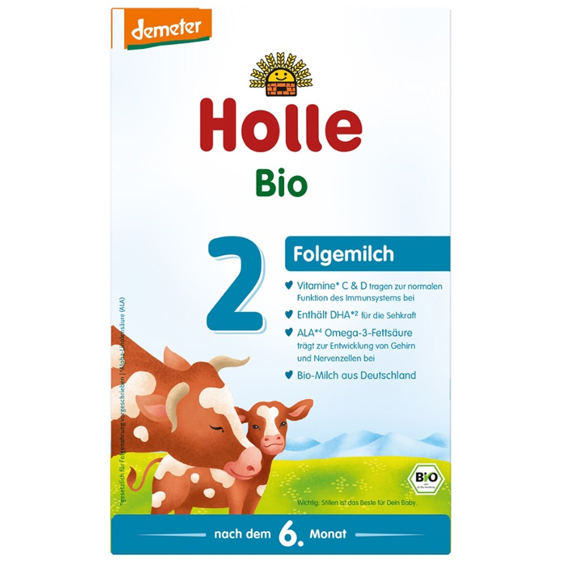 Lapte praf bio de vaca pentru sugari 6 luni Formula 2 demeter - 600 g