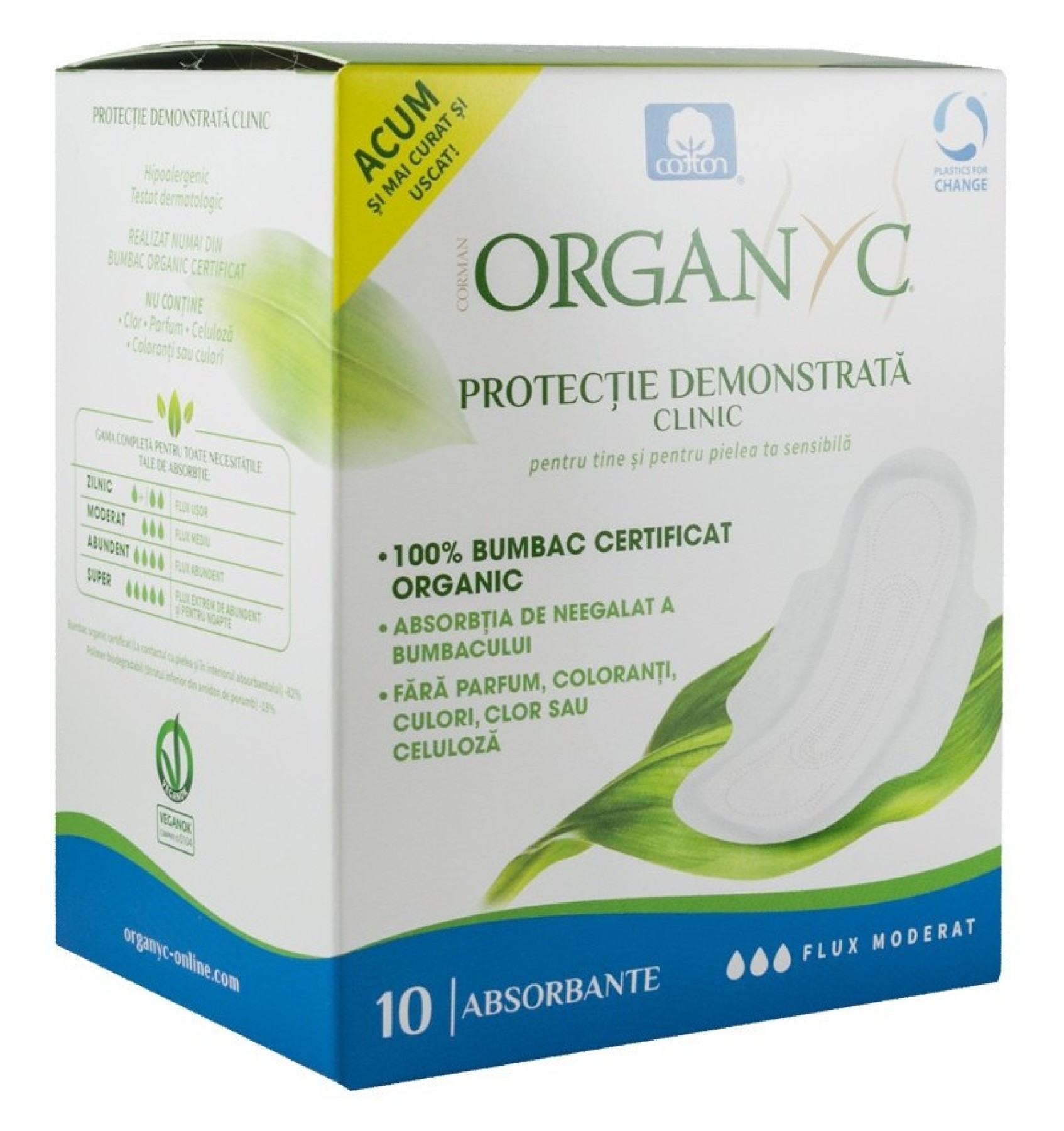 Absorbante intime din bumbac organic pentru zi 10 buc. Organyc