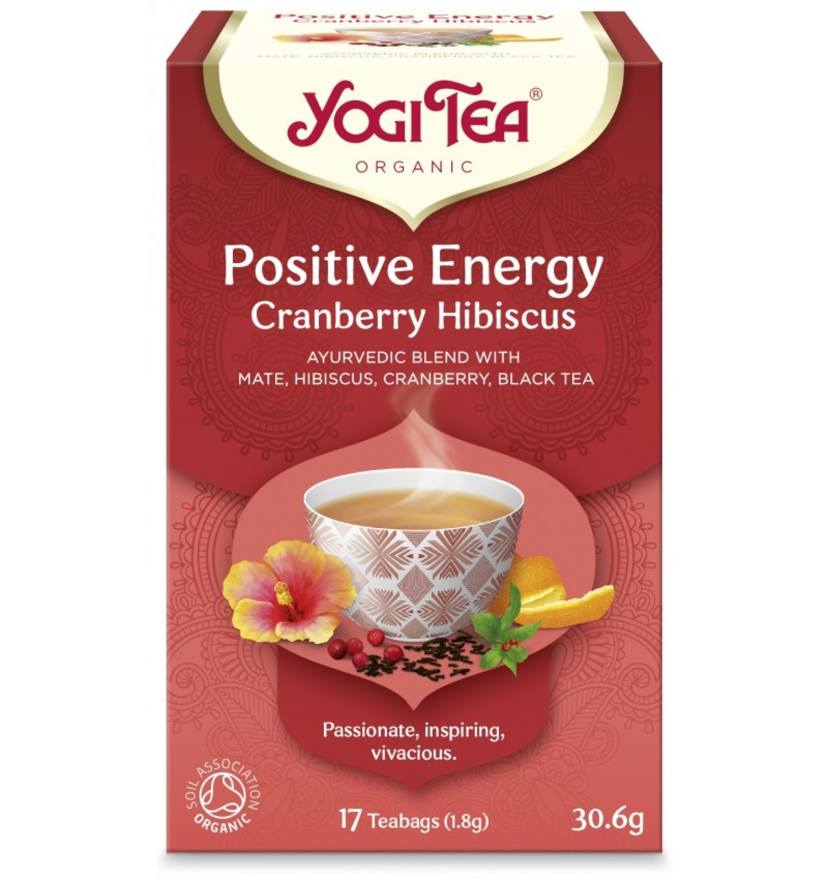 Ceai Bio ENERGIE POZITIVA Merisor si Hibiscus, 17 pliculete 30.6 g Yogi Tea
