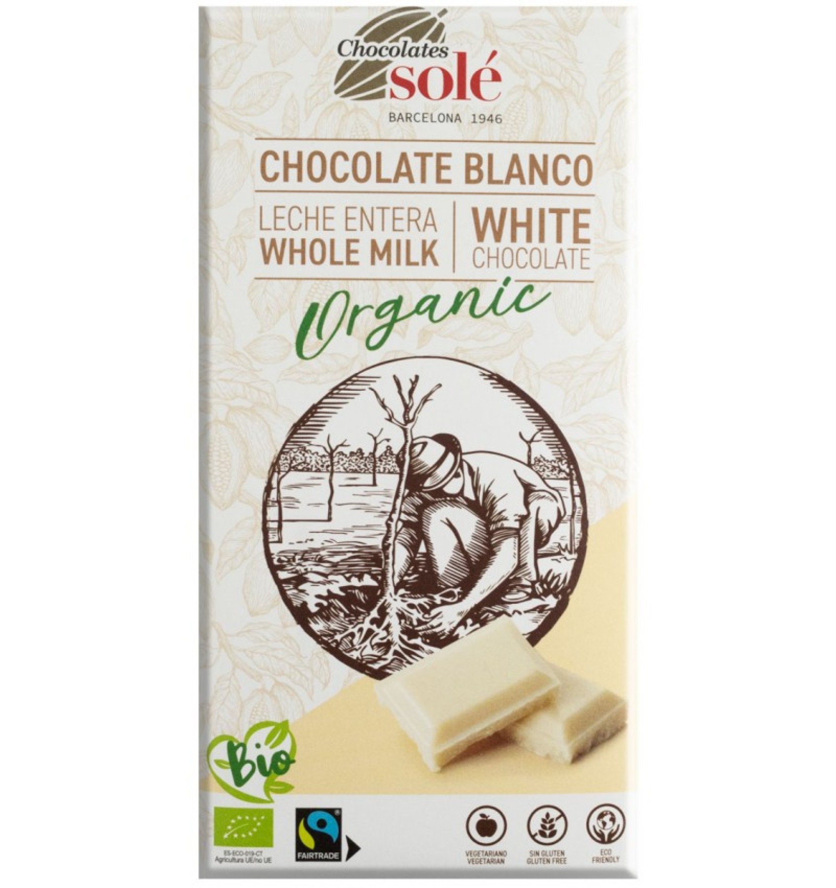 Ciocolata alba BIO, 100 g Chocolates Sole