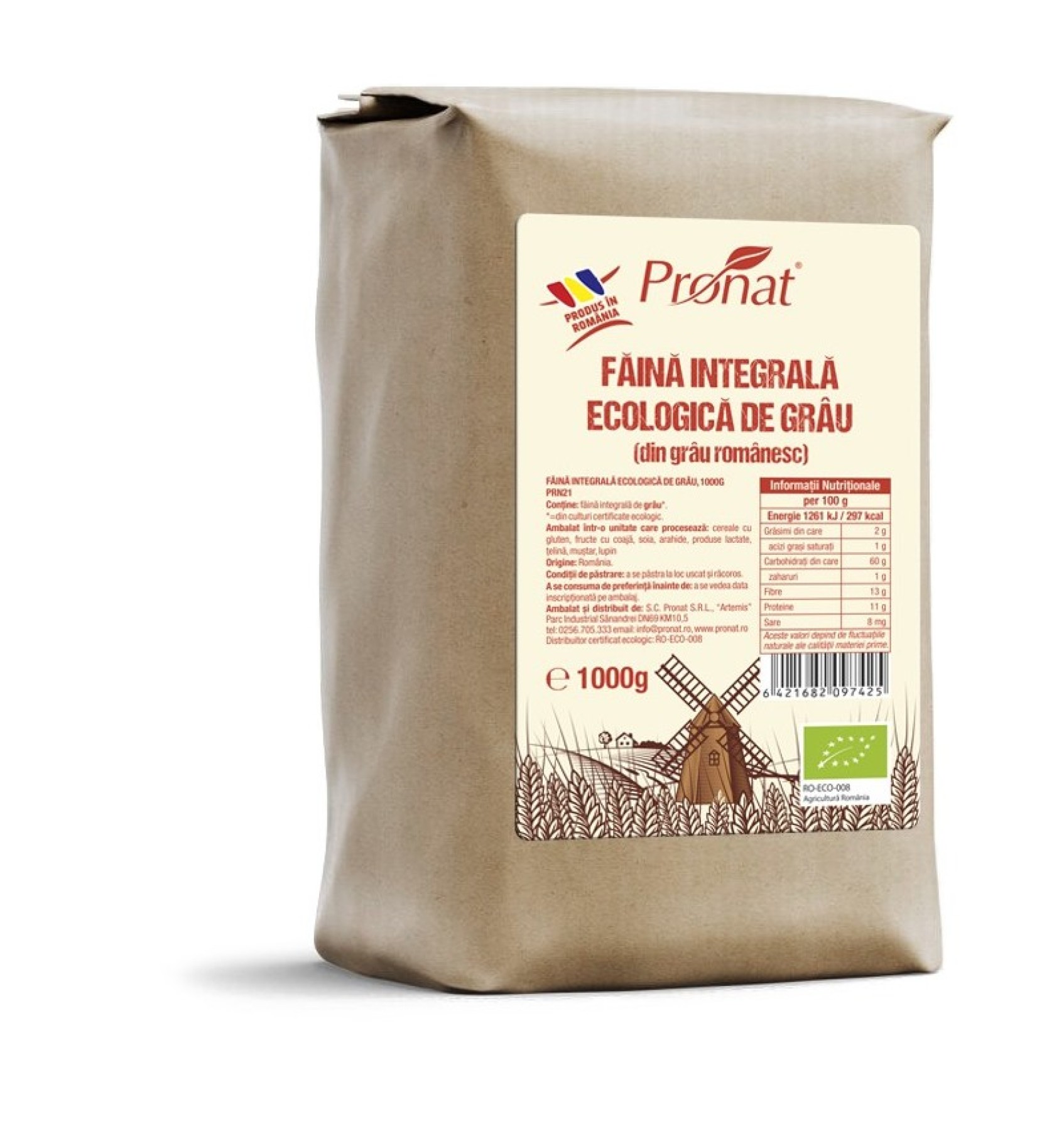 Faina integrala de grau Bio, 1kg