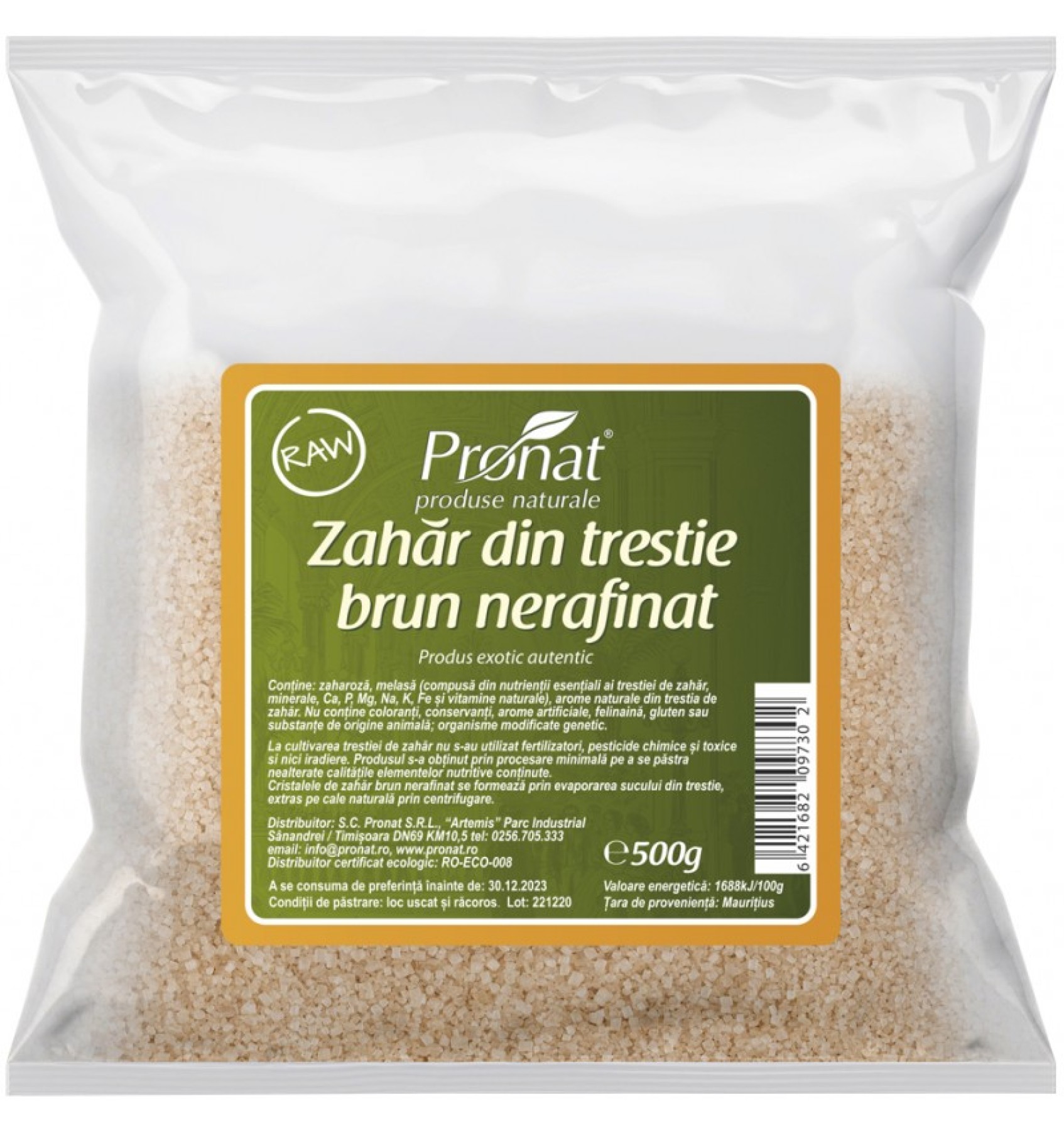Zahar brun din trestie nerafinat, Raw, 500 g