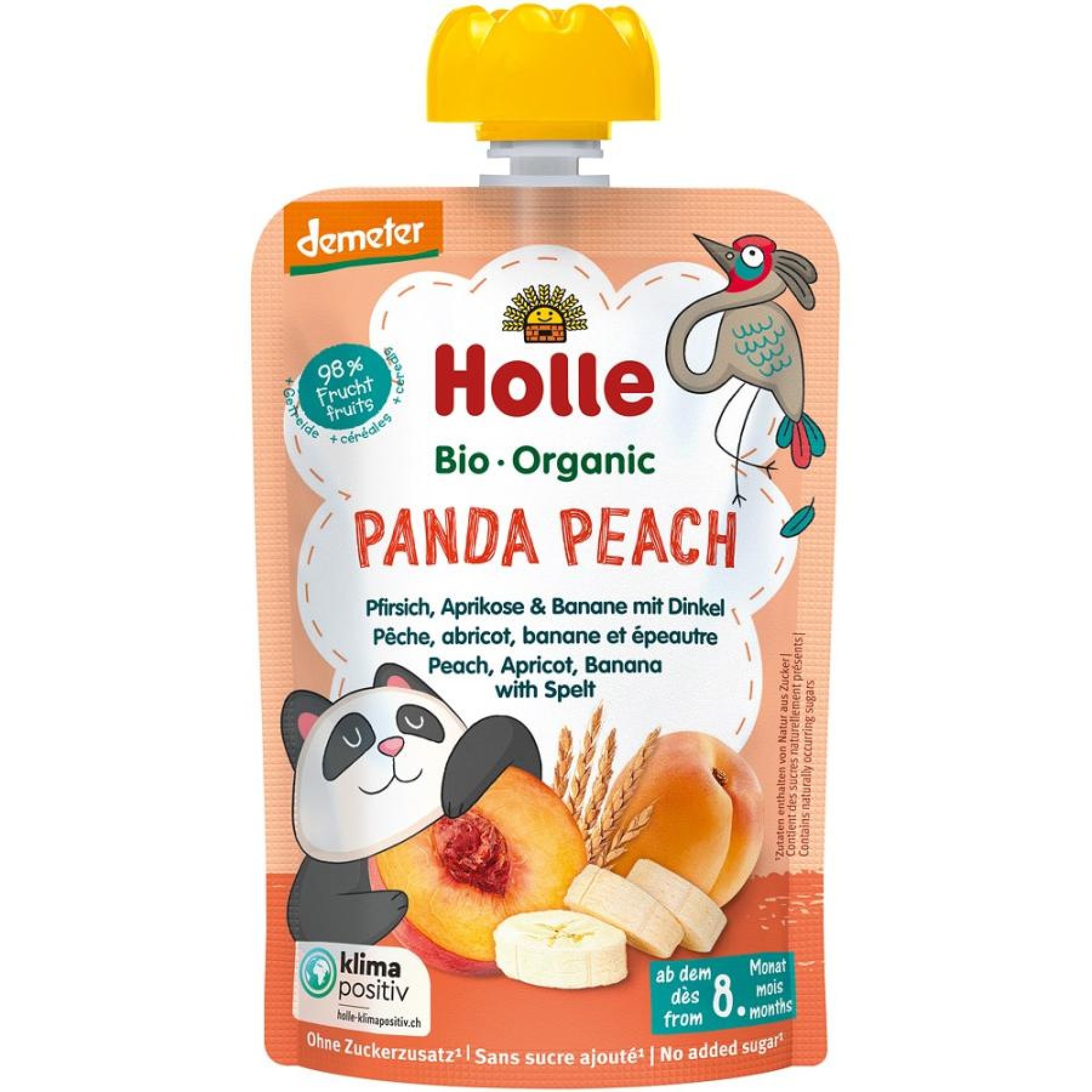 Piure bio de piersici caise si banane cu spelta pentru copii  8 luni - 100 g