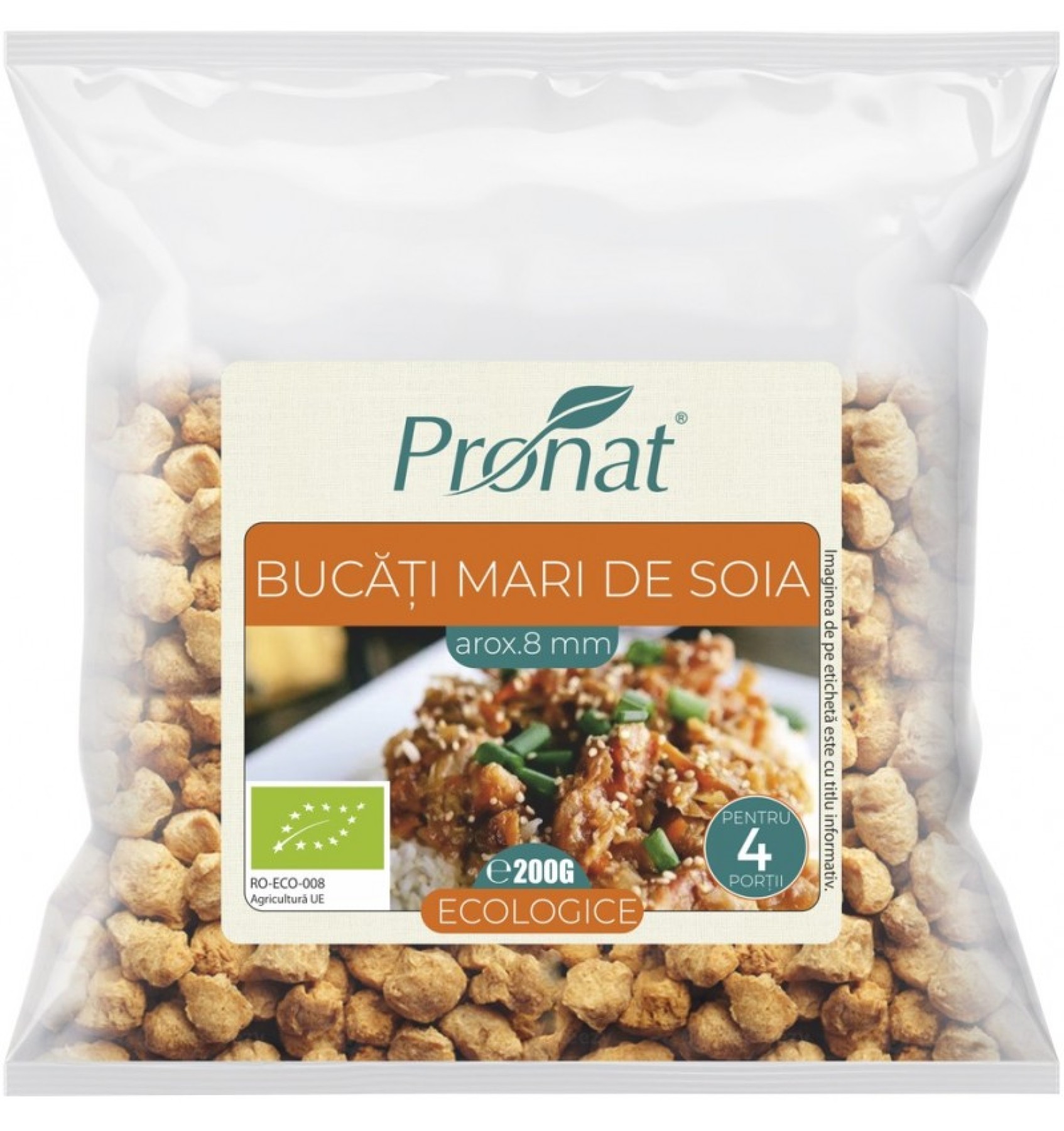 Bucati mari de soia BIO (8 mm), 200g Proteina Vegetala Texturata TVP