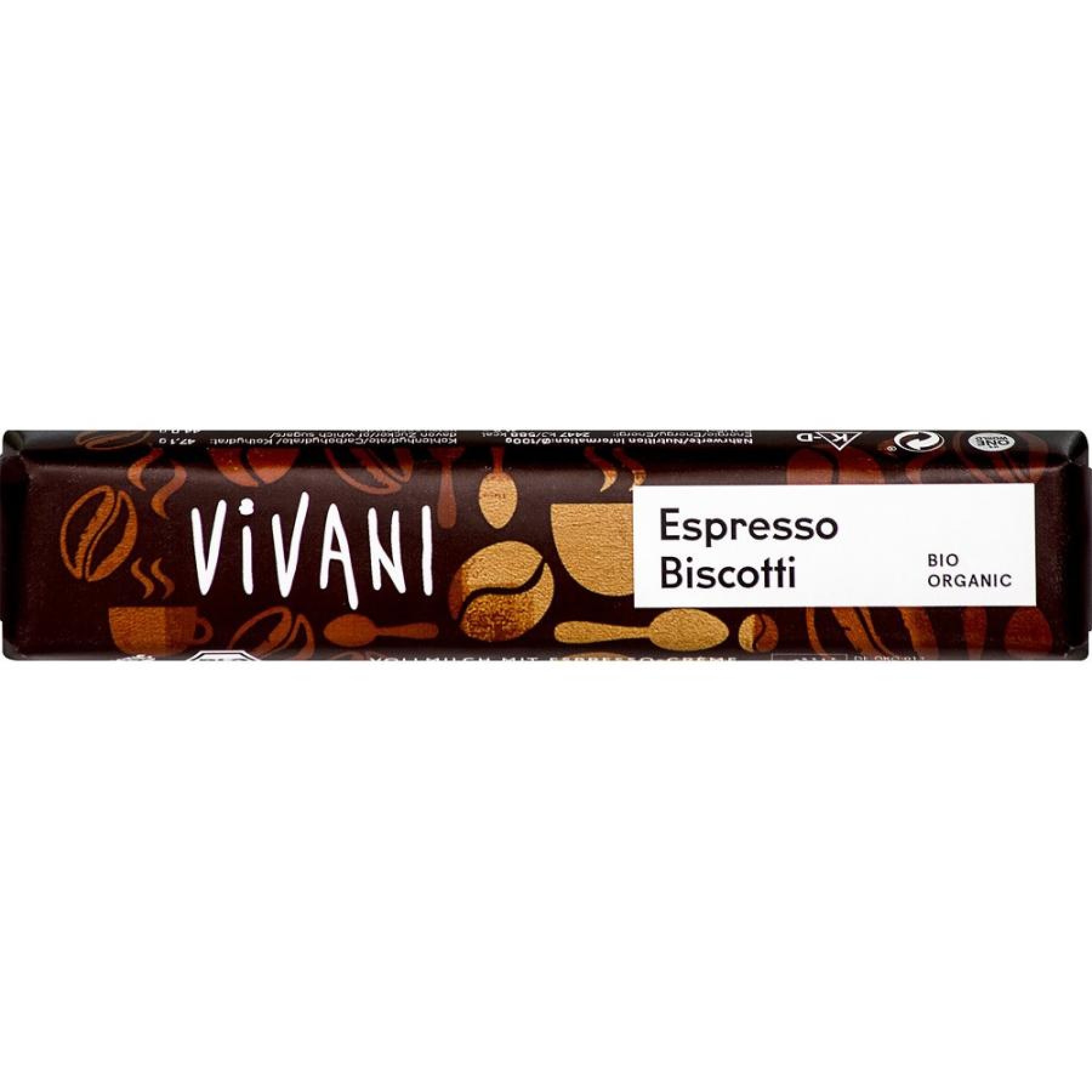 Baton bio de ciocolata espresso biscotti - 40 g