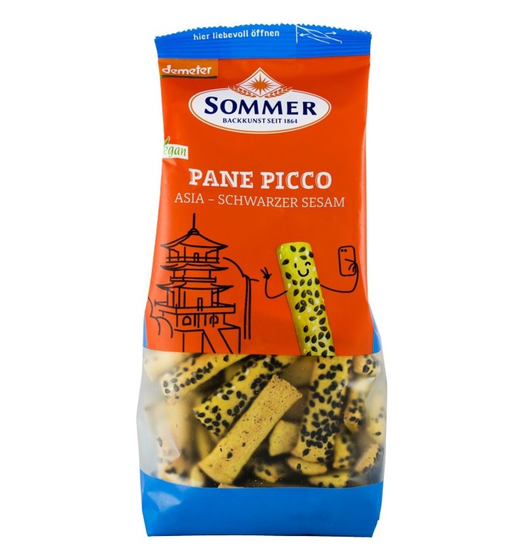 Panne Picco Asia cu susan negru mini grisine bio din alac, orz si mei, Demeter 150 g SOMMER