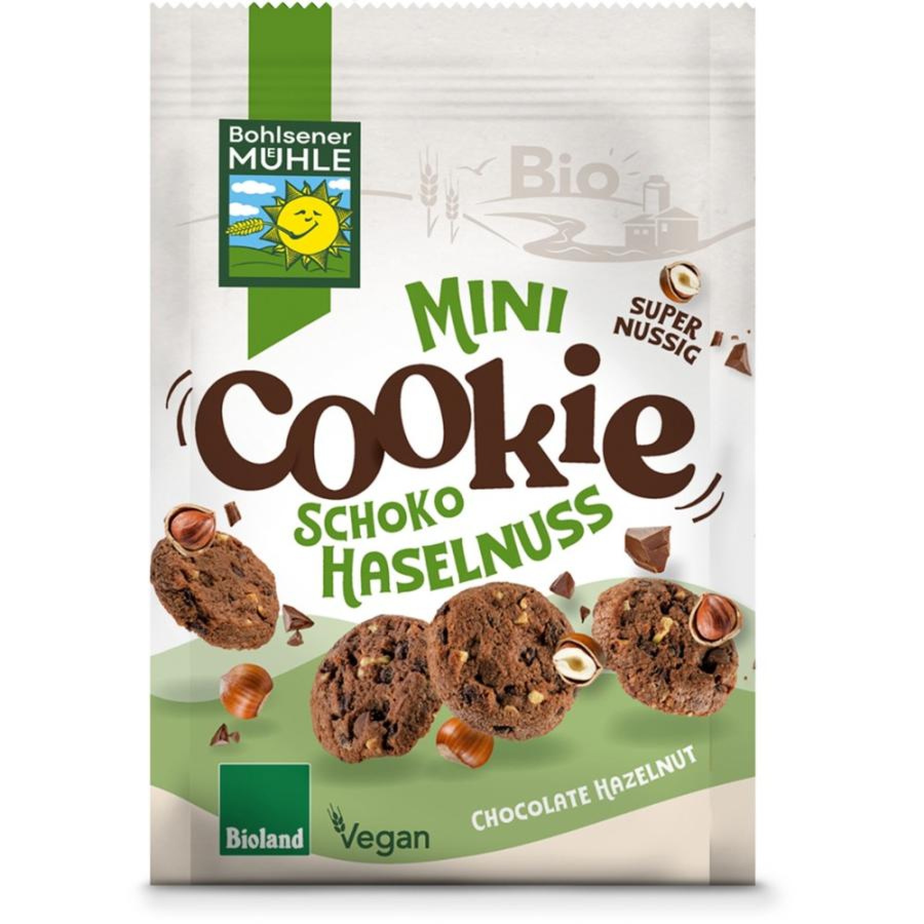 Mini fursecuri Bio cu ciocolata si alune, 125g Bohlsener Muhle