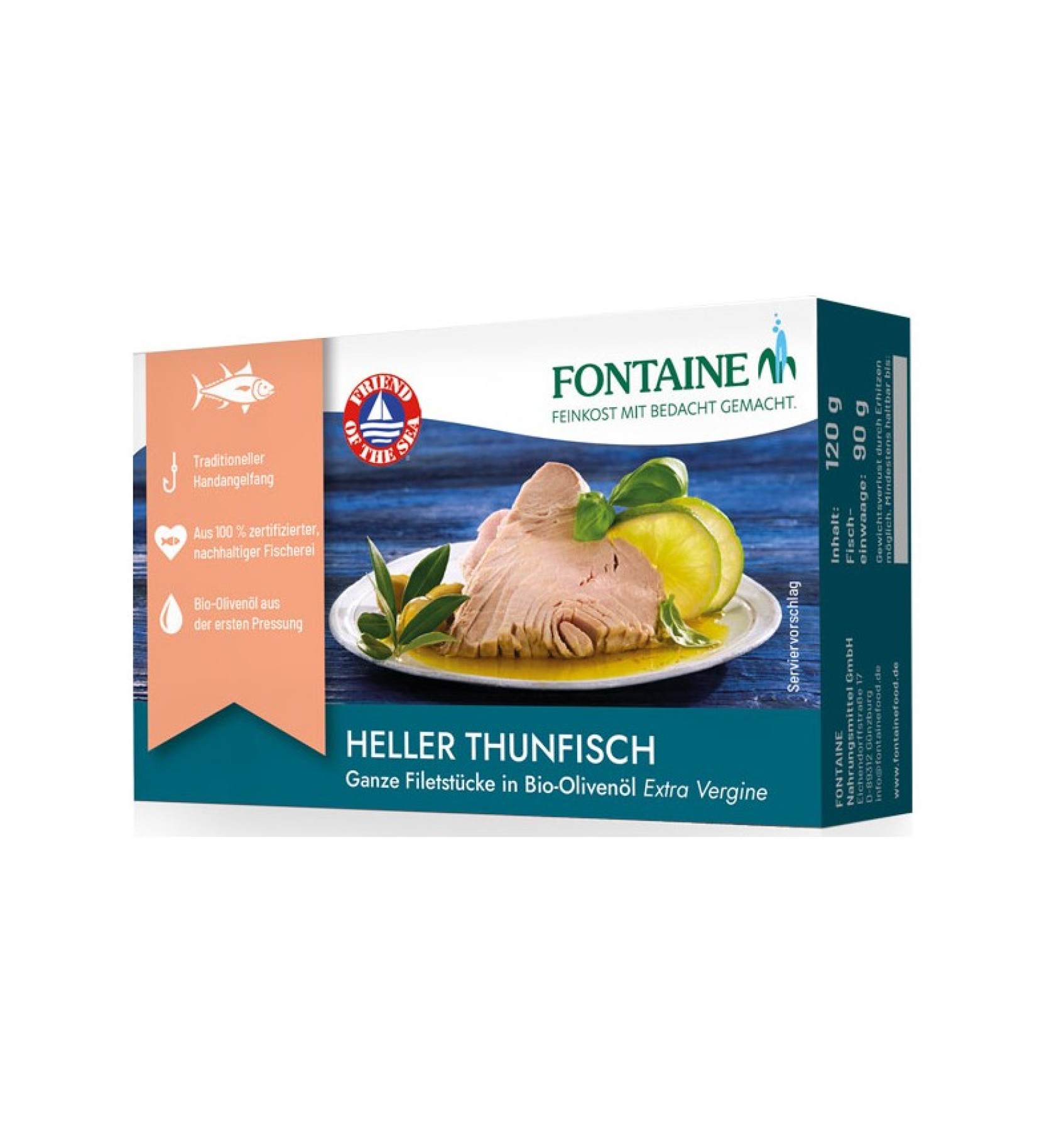 FILE DE TON, BUCATI INTREGI IN ULEI DE MASLINE EXTRAVIRGIN BIO, 120G FONTAINE