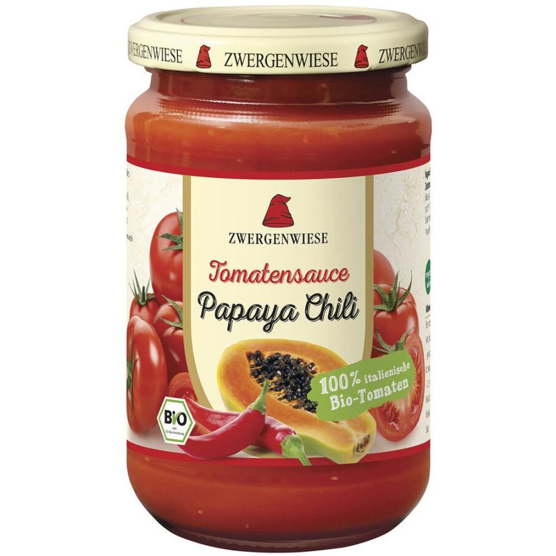 Sos BIO de rosii cu papaya-chili, 340 g ZWERGENWIESE