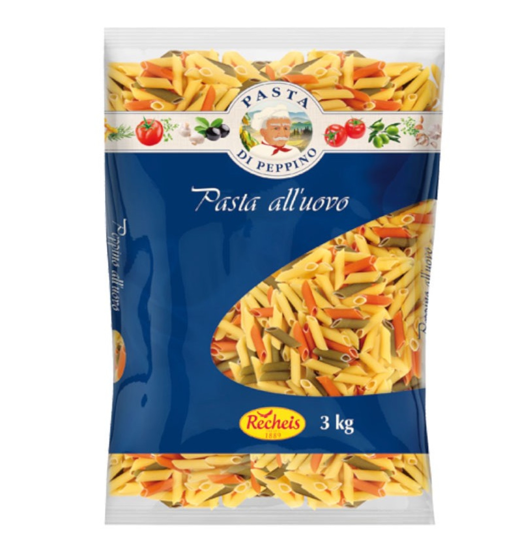 Penne rigate tricolore din gru dur ou 3kg