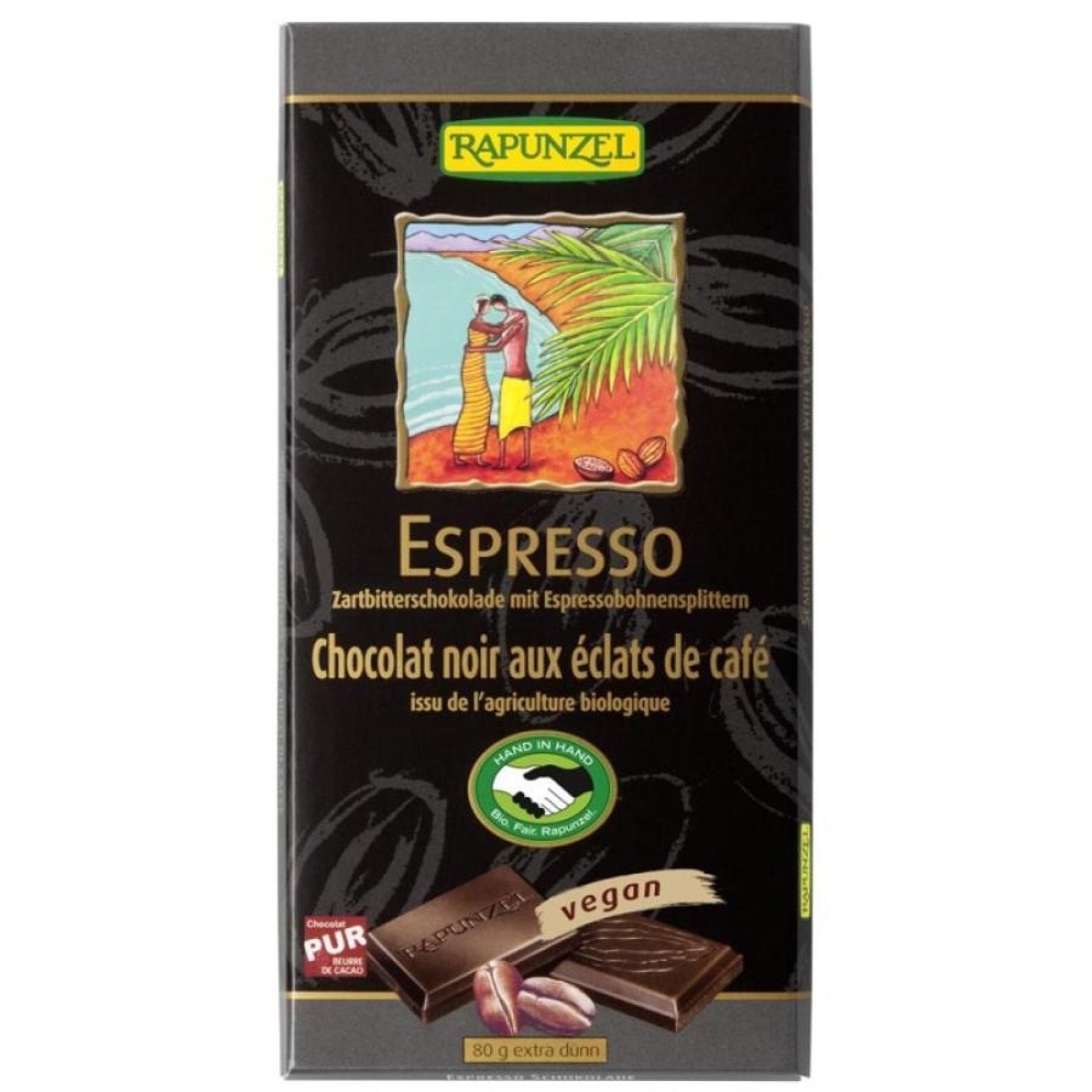 Ciocolata bio amaruie cu espresso si 51% cacao HIH - 80 g