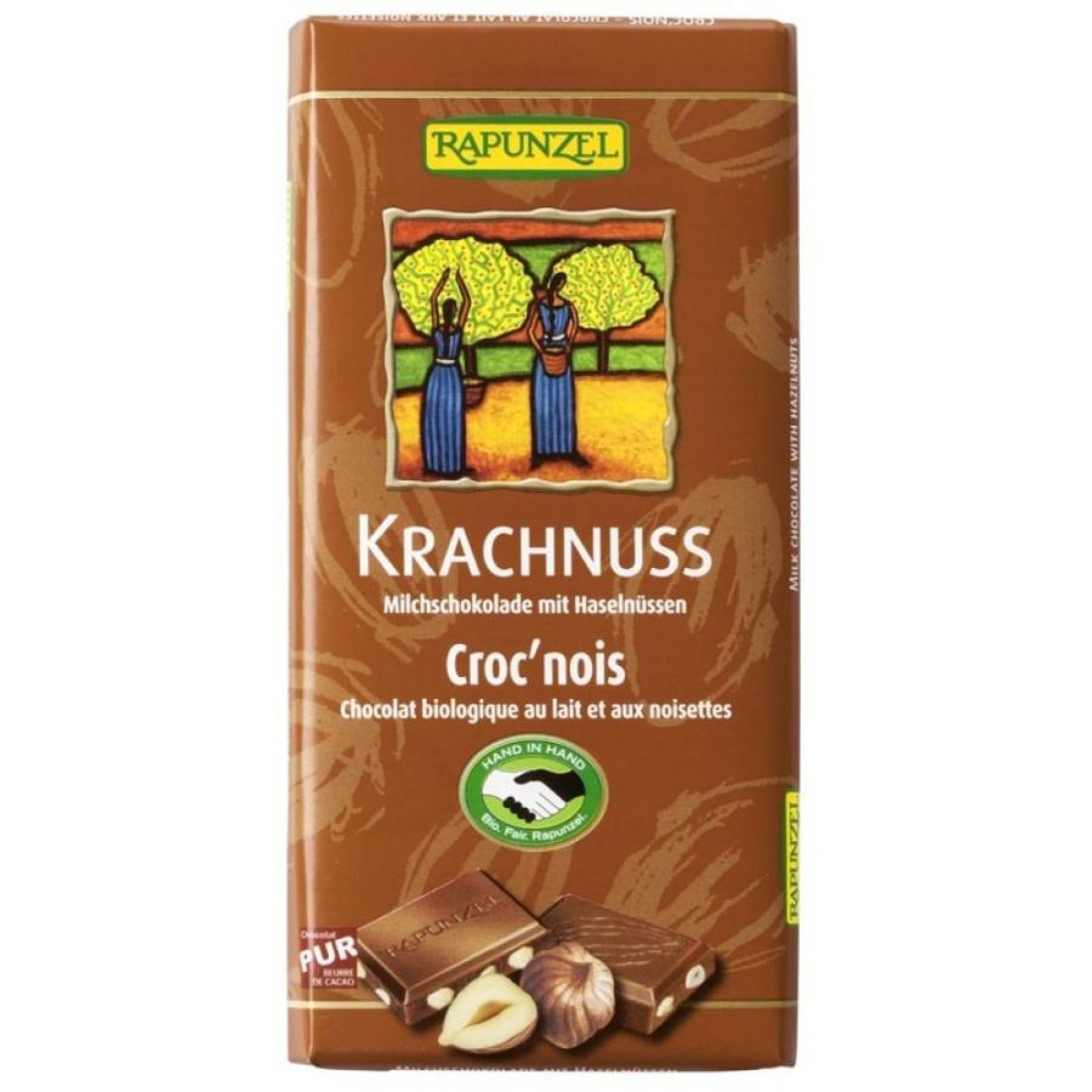 Ciocolata bio din lapte integral cu alune - 100 g