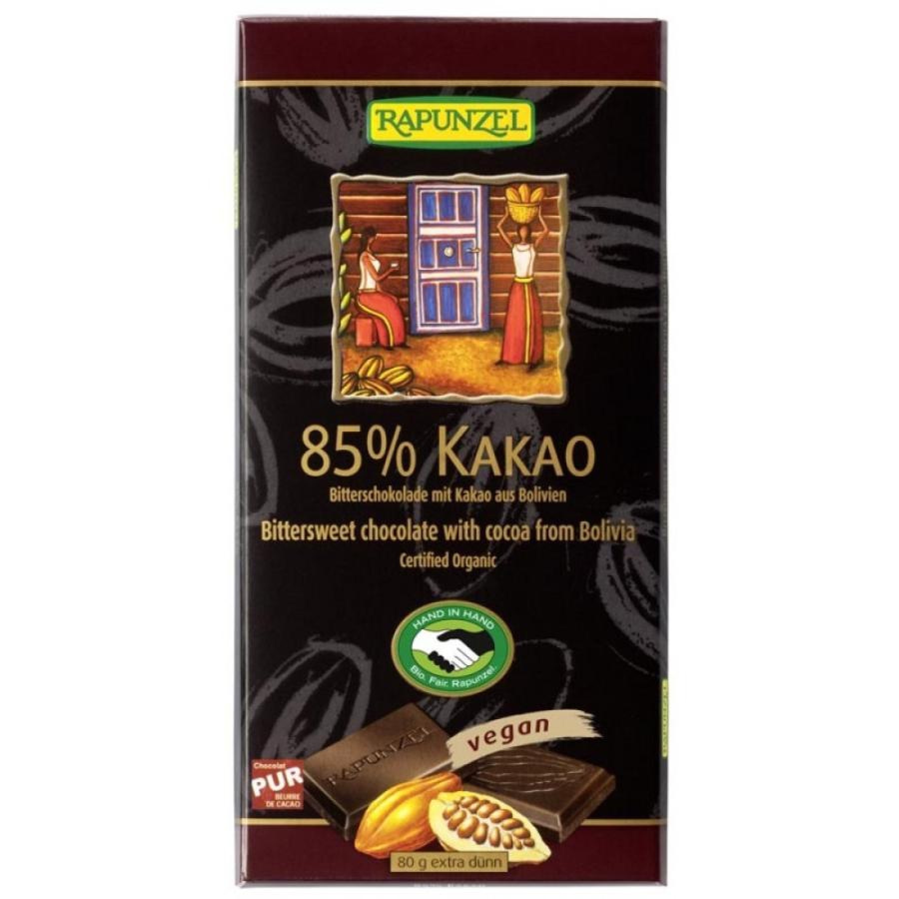 Ciocolata bio amaruie 85% cacao HIH - 80 g