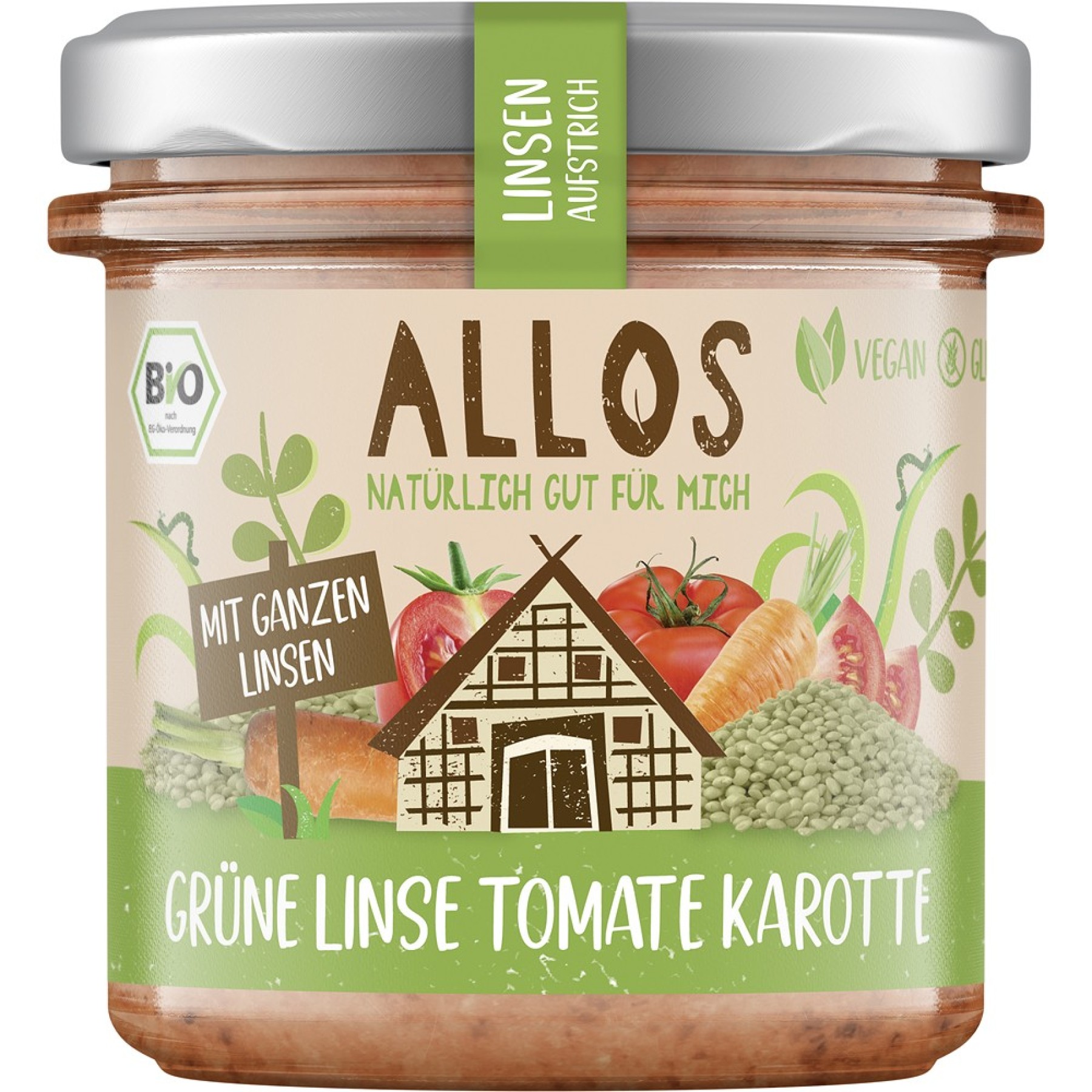 Crema tartinabila din linte verde tomate si morcovi fara gluten - 140 g