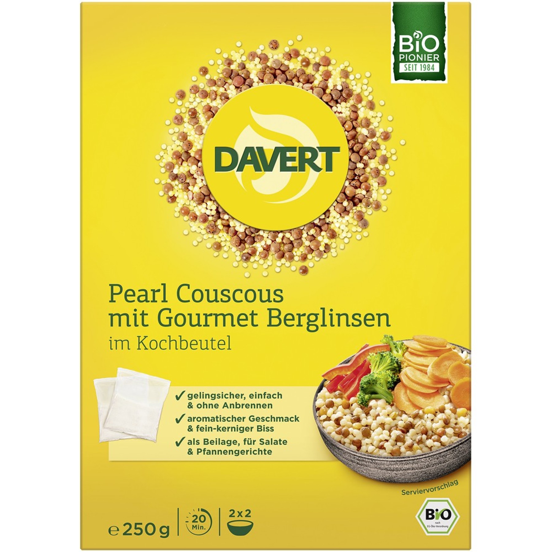 Cous cousbio perlat cu linte gourmet in punga de gatit - 250 g
