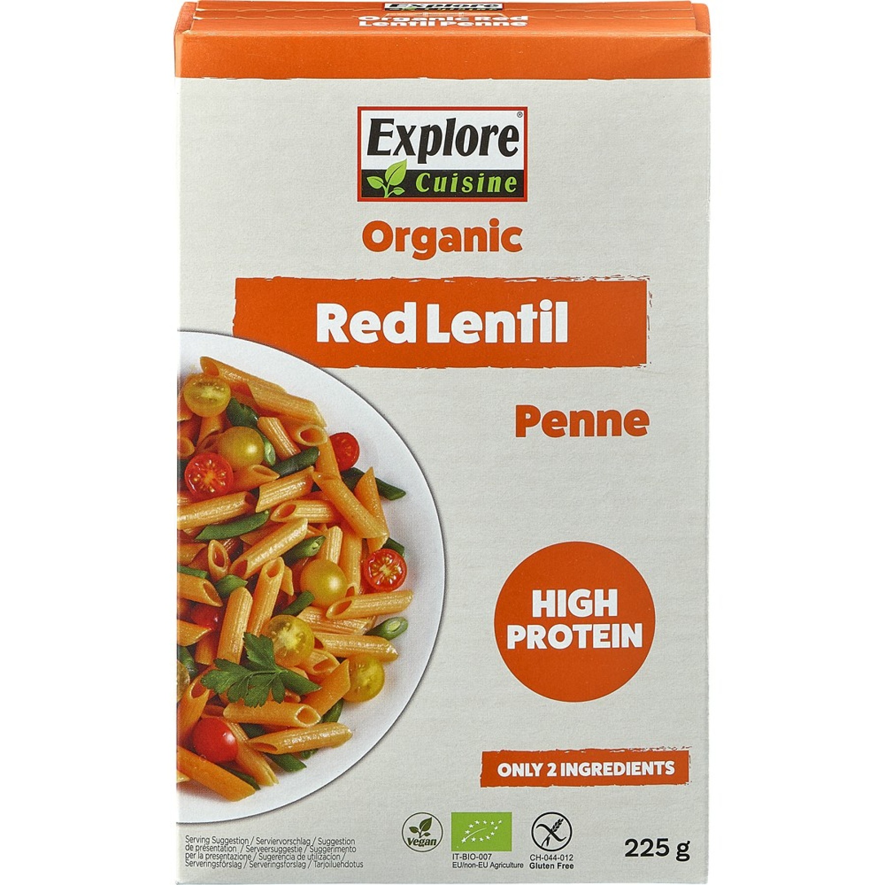 Penne proteice bio din linte rosie fara gluten - 225 g