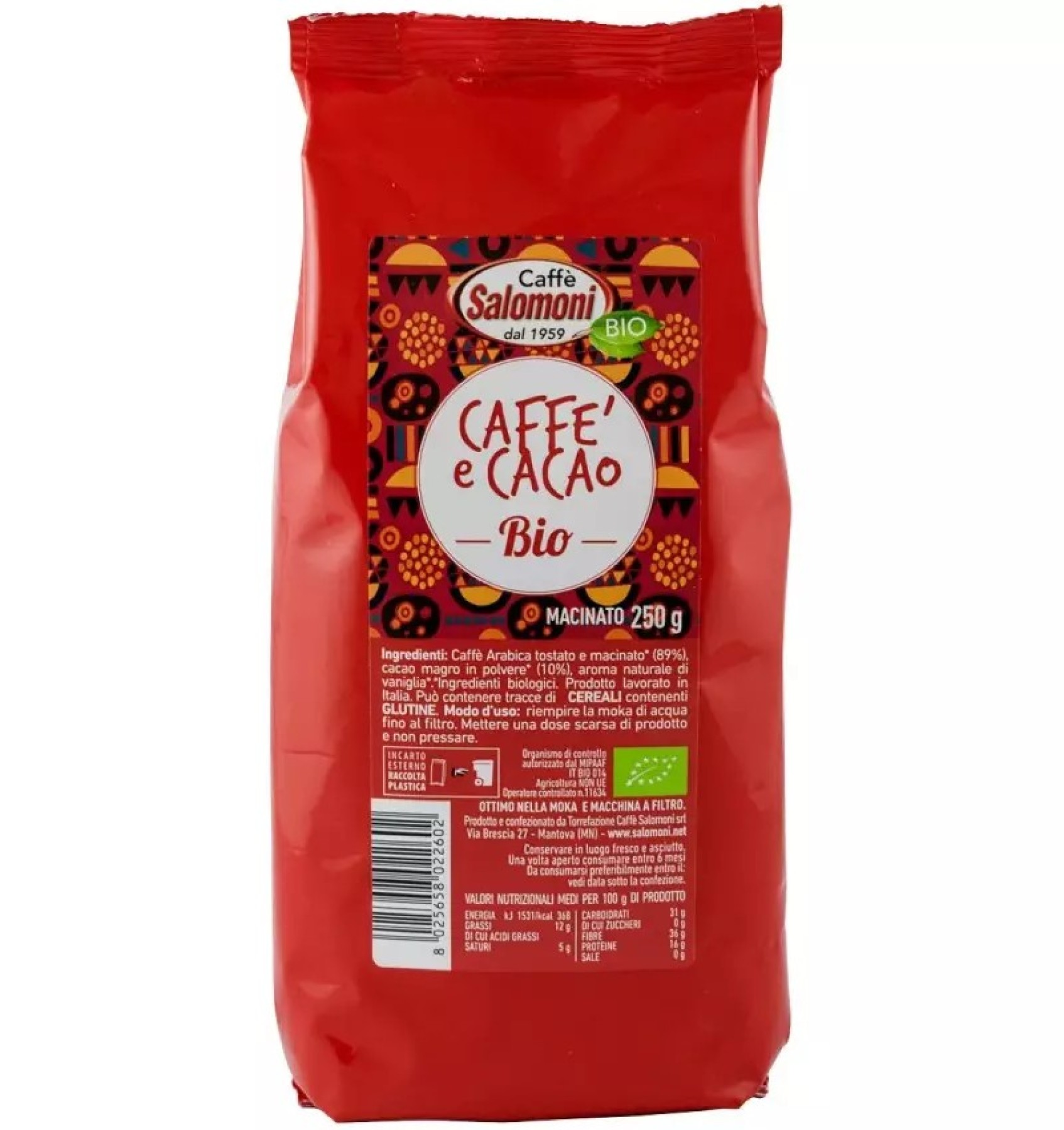 CAFEA SI CACAO BIO MACINATA, 250G SALOMONI