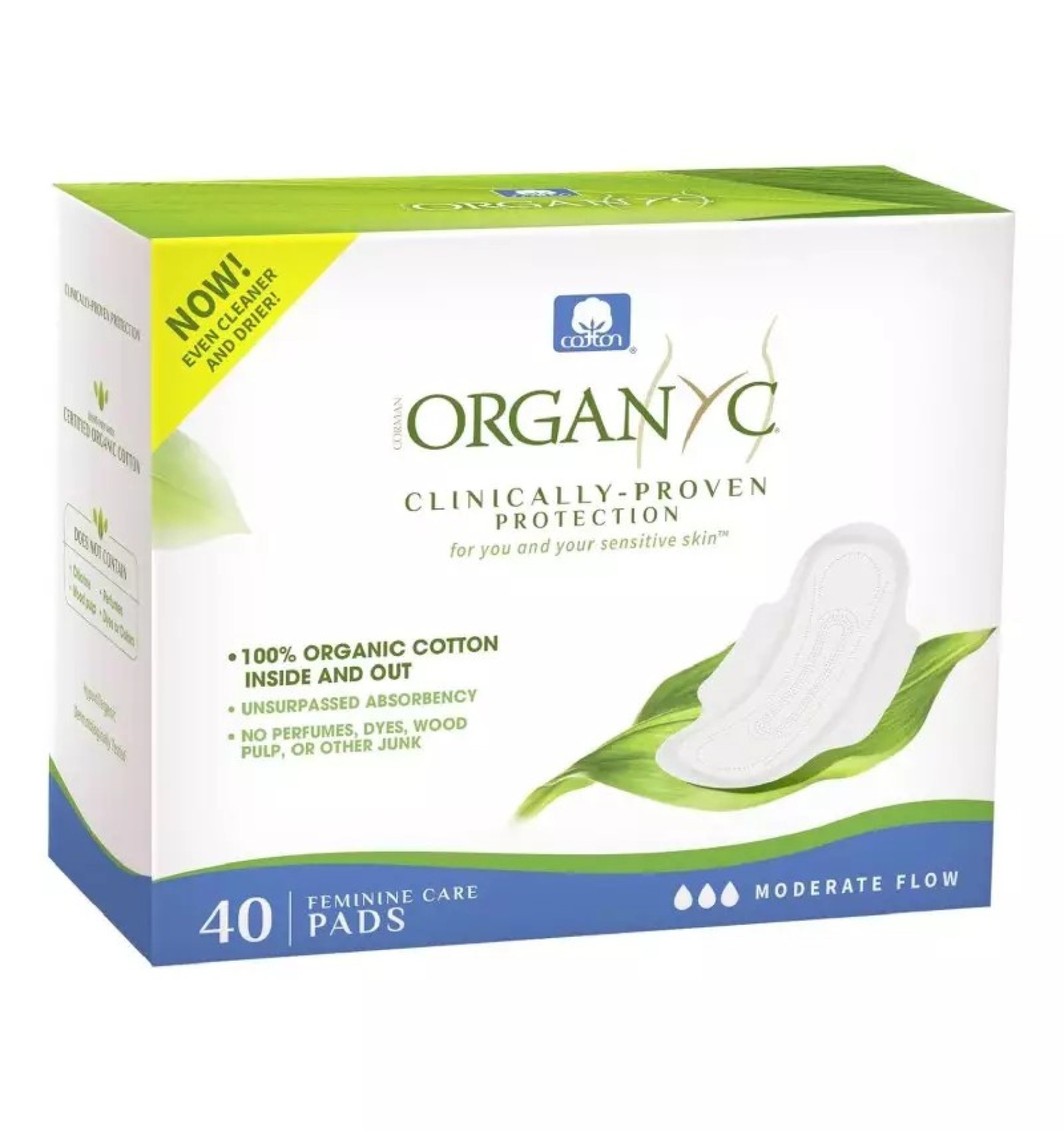 BIO Absorbante din bumbac organic pt flux moderat, 4*10 buc