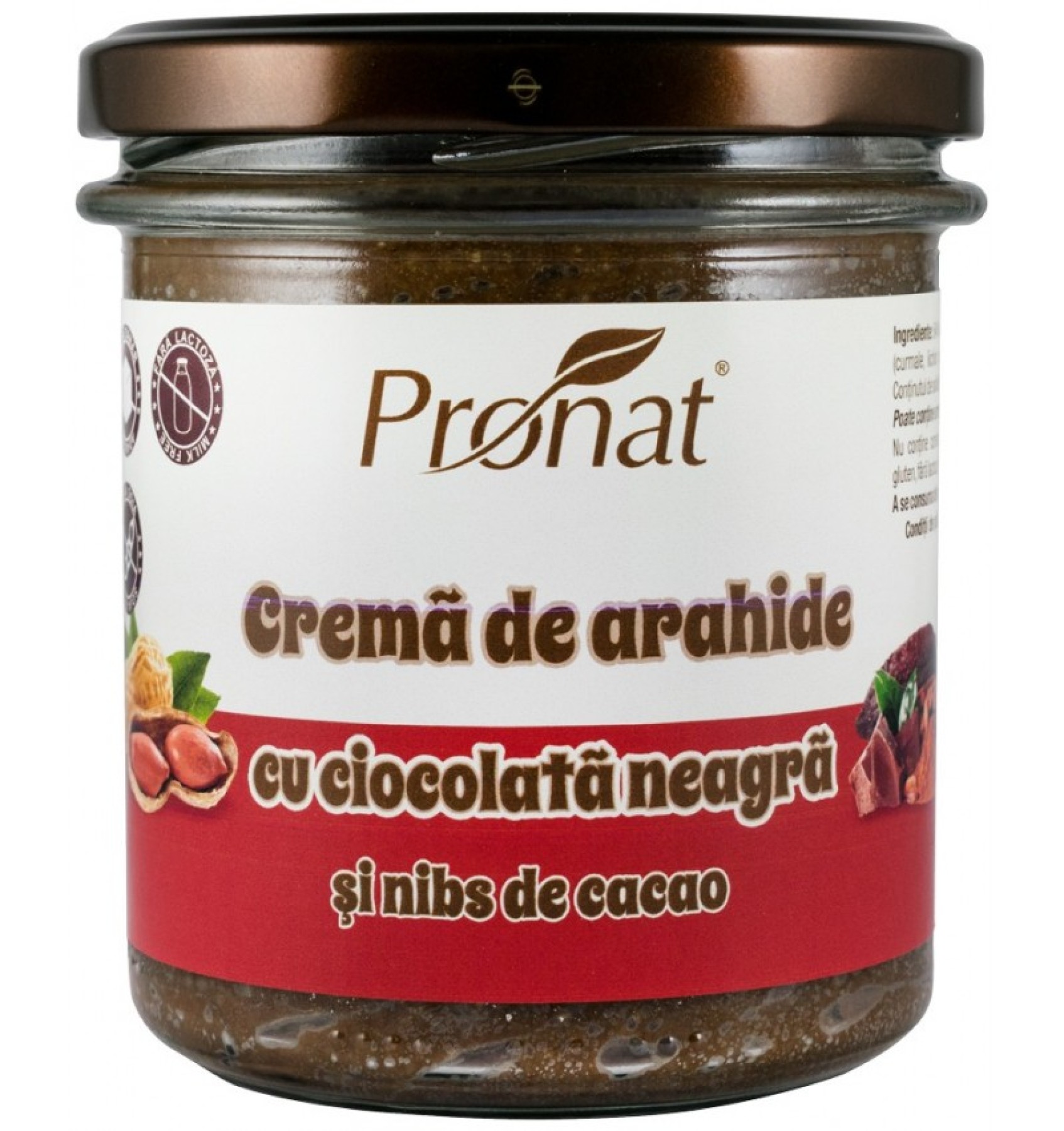 Crema de arahide cu ciocolata neagra si nibs de cacao, 300gr